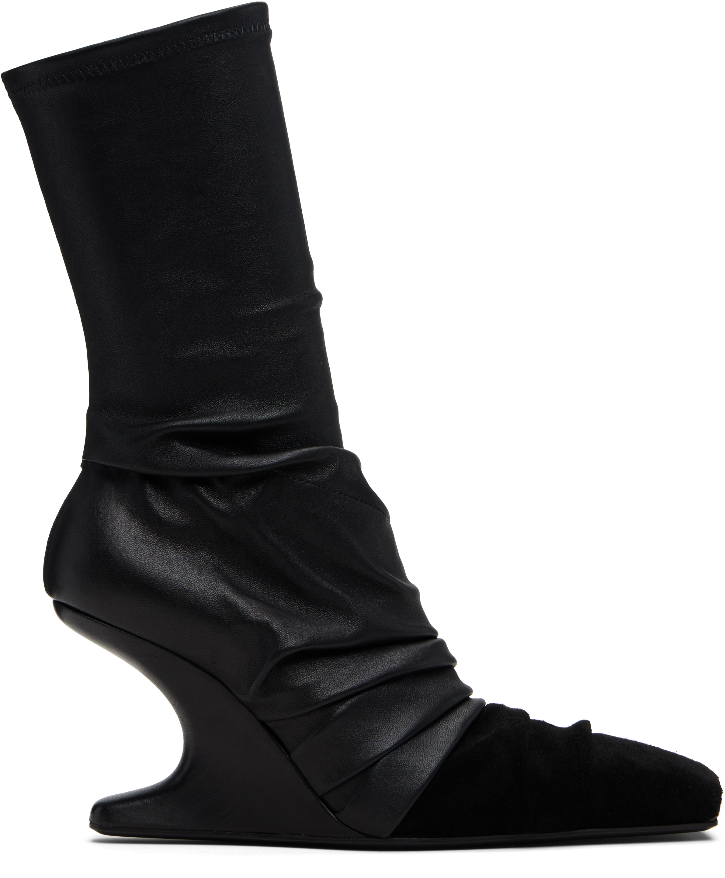 Black Concordians Cantilever 8 Sock Boots by Rick Owens on Sale