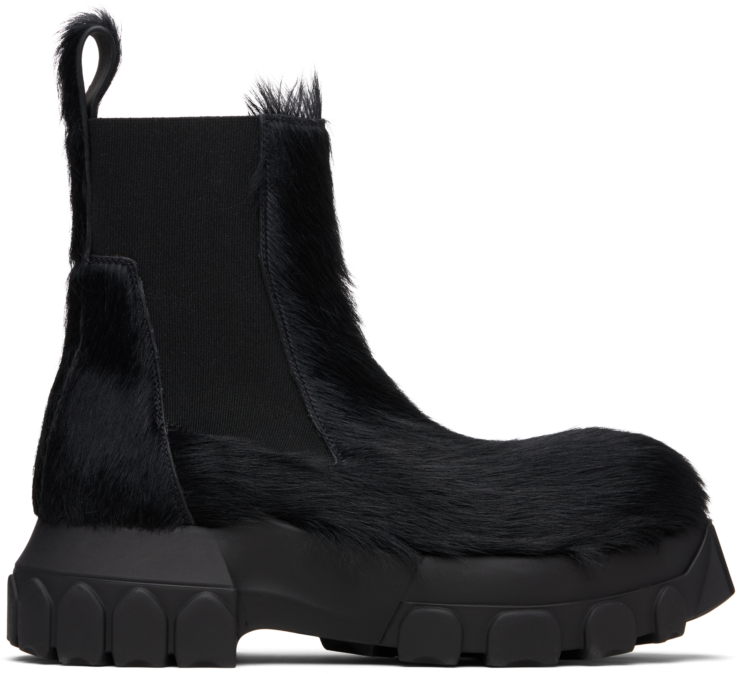 Black Concordians Beatle Bozo Tractors Boots by Rick Owens on Sale