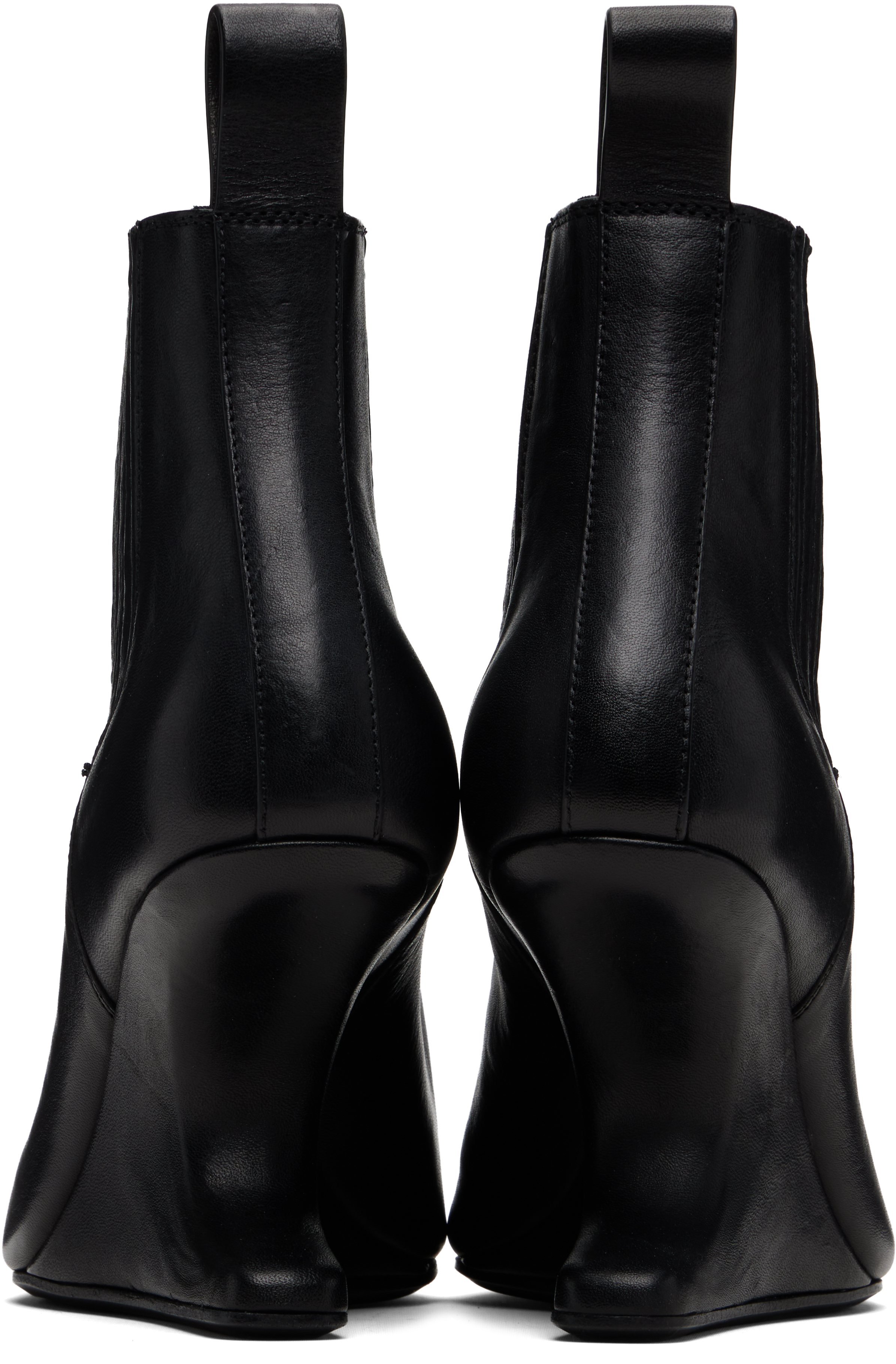 Rick Owens Sculpted Heel Ankle Boots With Elastic Panels In Black