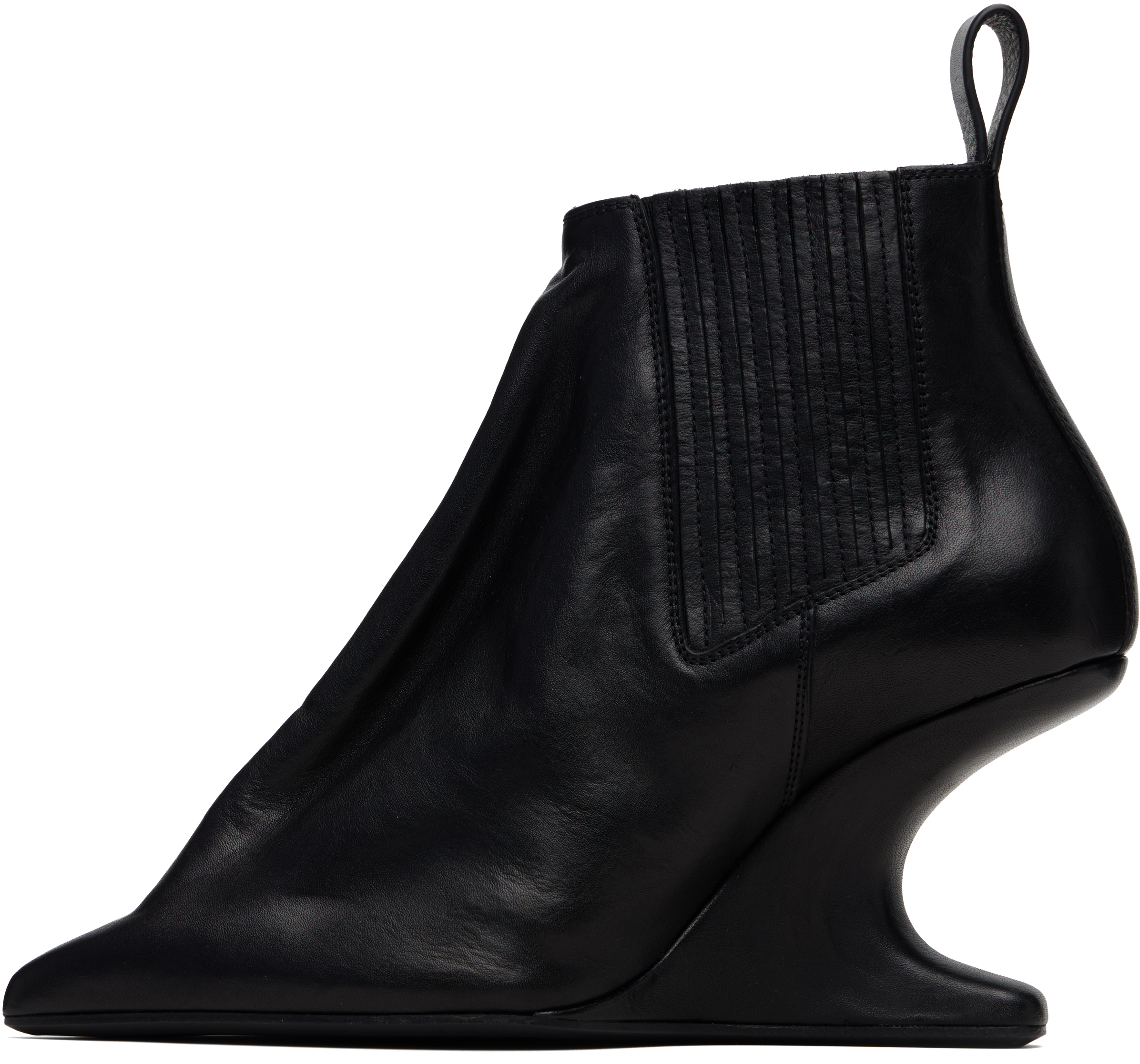 Rick Owens Sculpted Heel Ankle Boots With Elastic Panels In Black