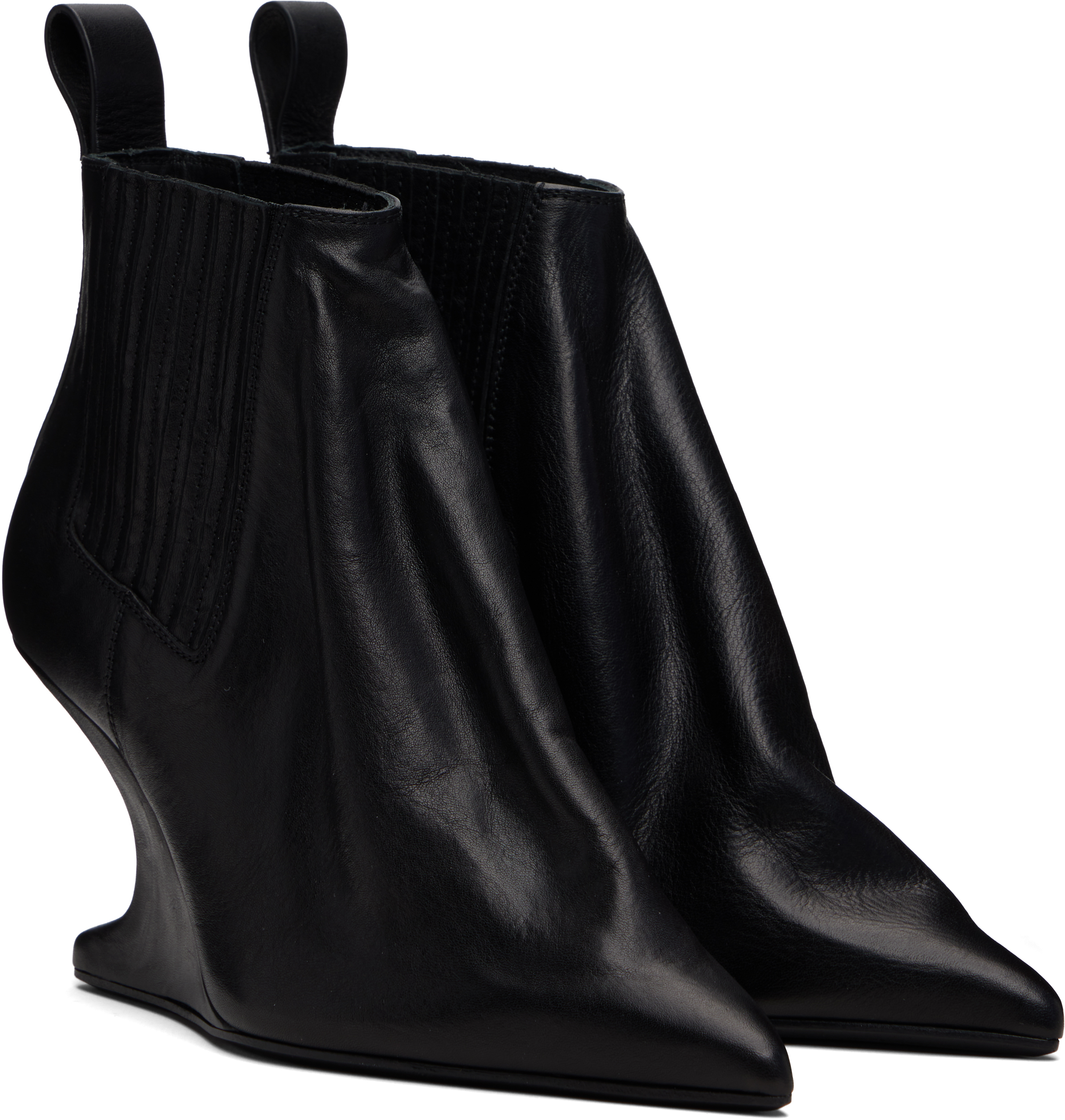 Rick Owens Sculpted Heel Ankle Boots With Elastic Panels In Black