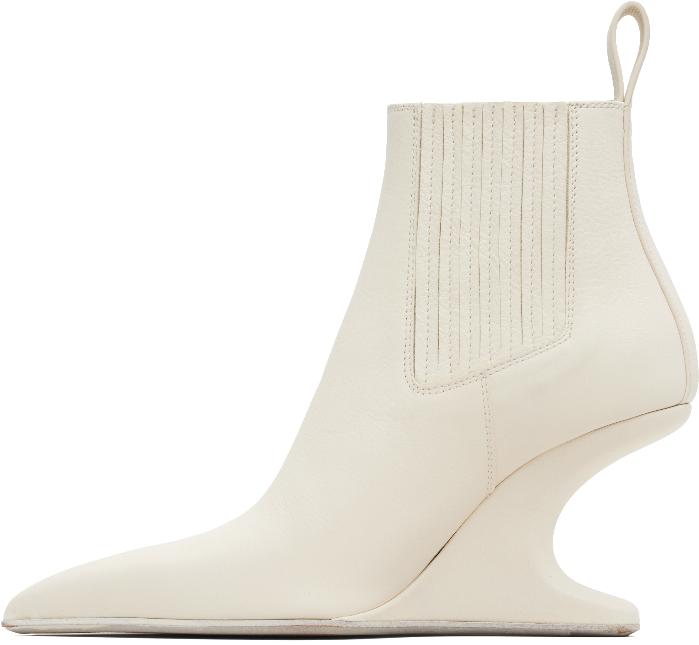 Rick Owens Off-white Concordians Runway Ankle Sharp Boots In Neutral