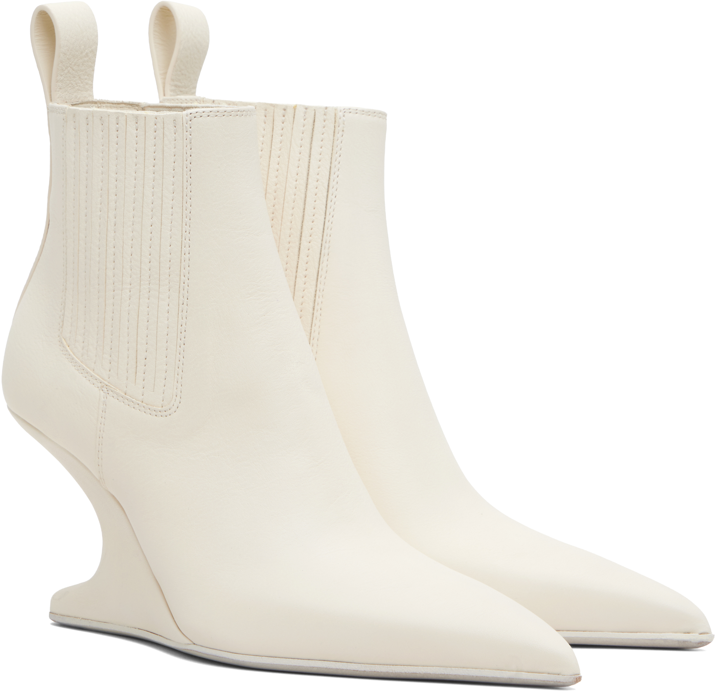 Rick Owens Off-white Concordians Runway Ankle Sharp Boots In Neutral