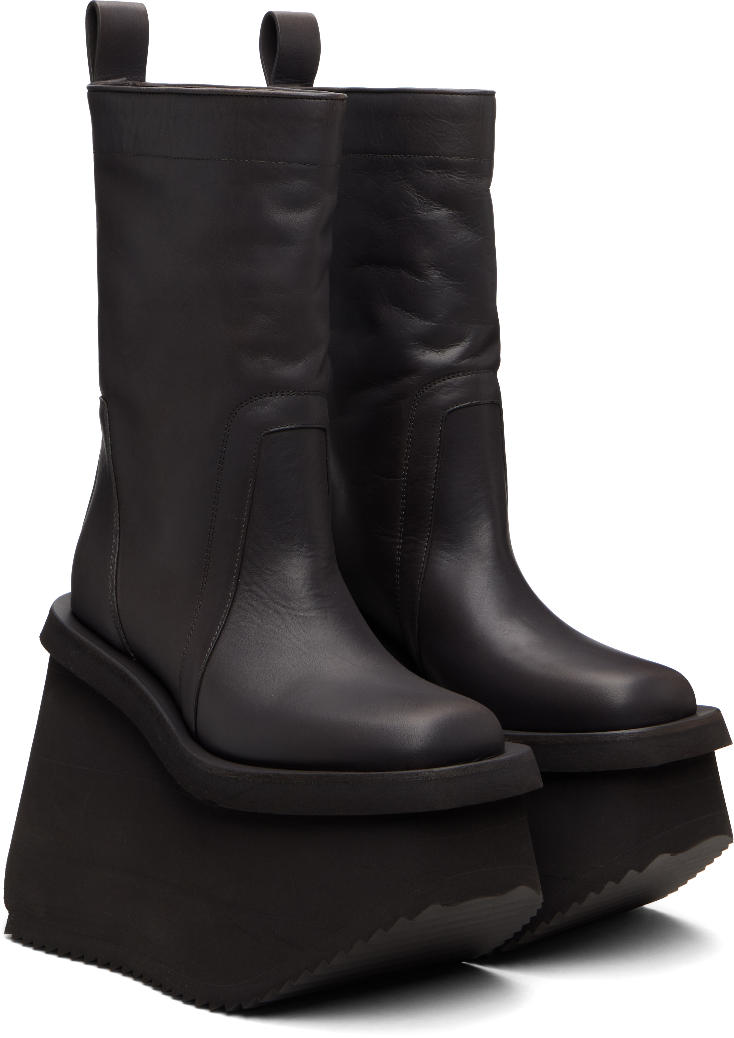 Rick Owens Gray Concordians Factory Boots In Black