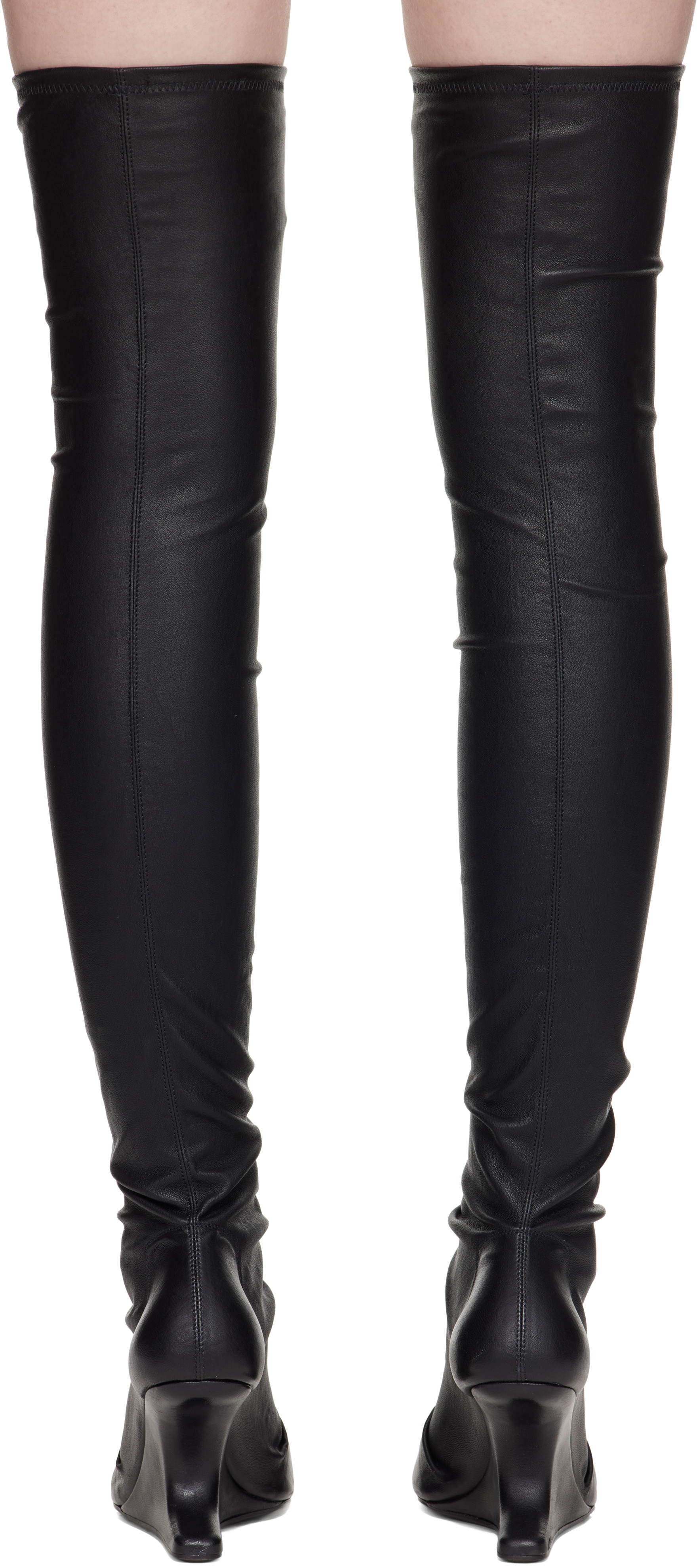 Rick Owens 80mm Cantilever Leather Sock Boots In Black