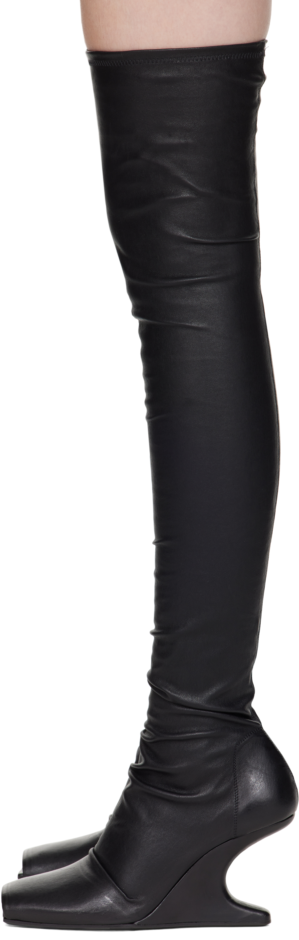 Rick Owens 80mm Cantilever Leather Sock Boots In Black