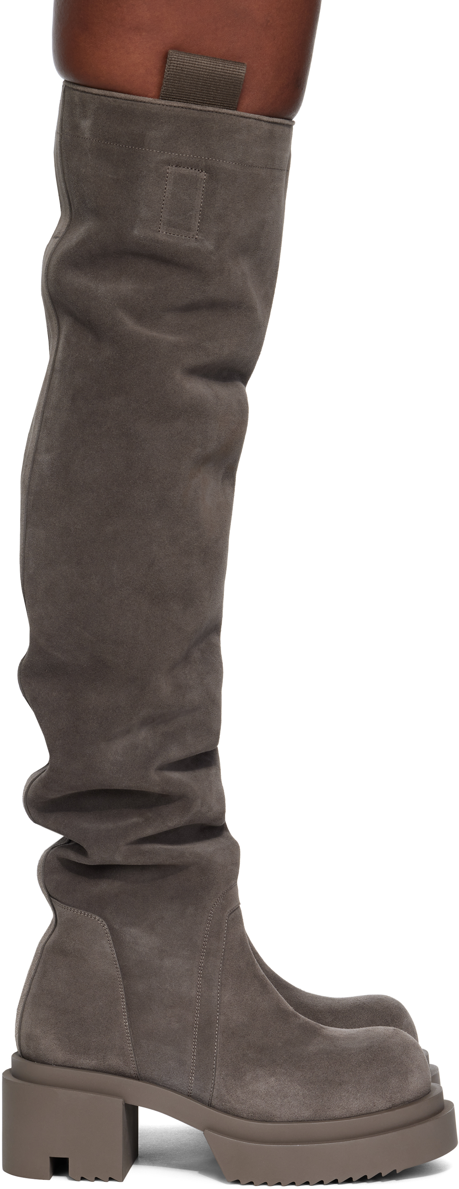 Rick Owens Gray Concordians Wader Bogun Tall Boots In Brown