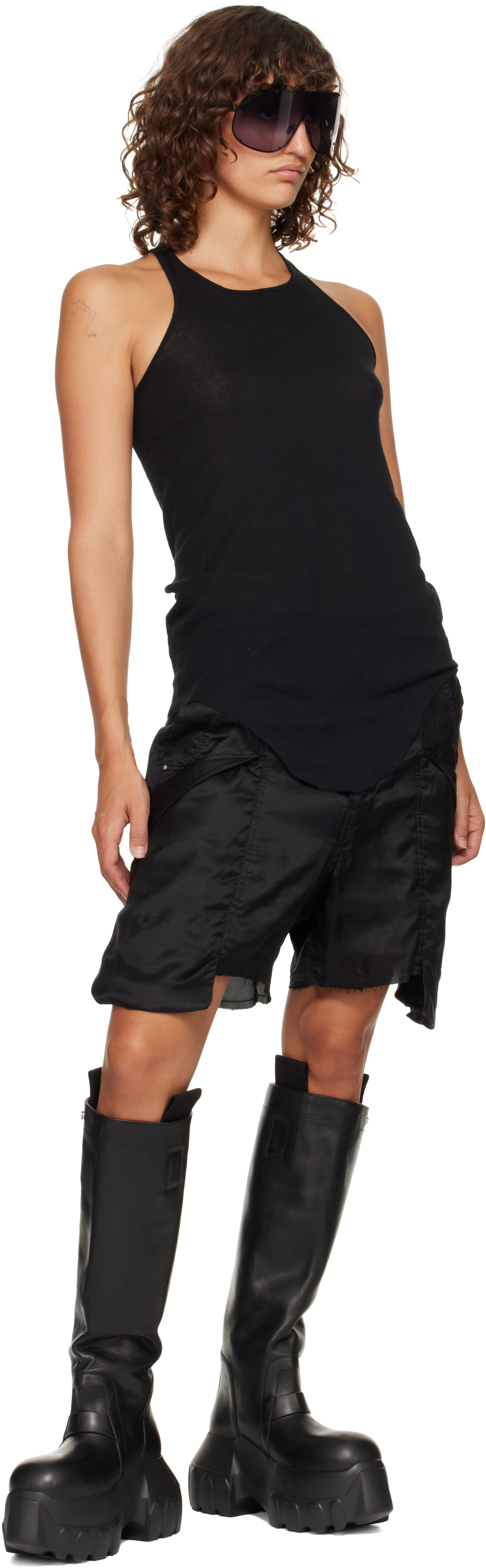 Rick Owens Black Concordians Pull On Mega Tractor Tall Boots In Black