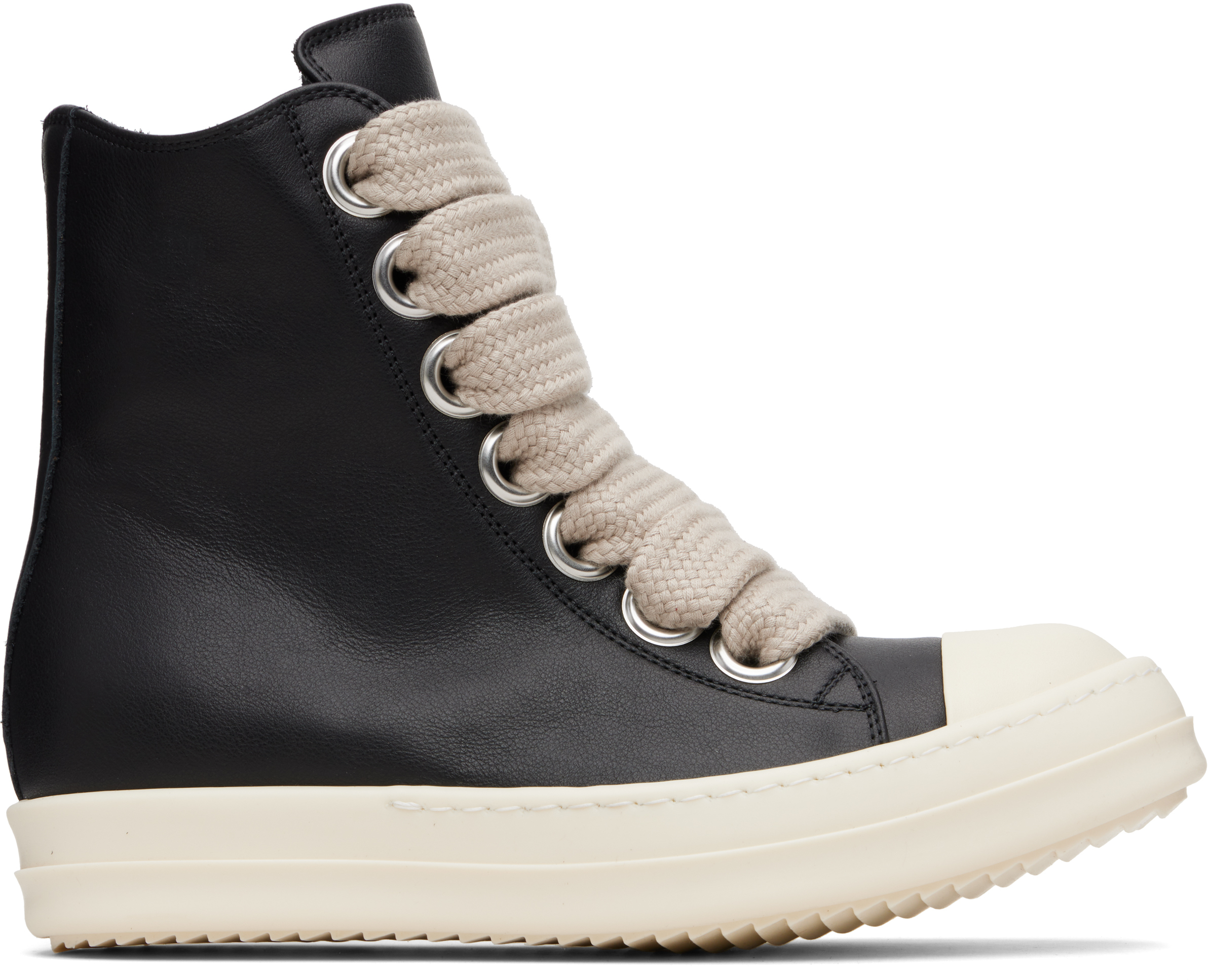 Rick Owens Ssense Exclusive Black Kembra Pfahler Edition Jumbo Lace Sneakers In Animal Print
