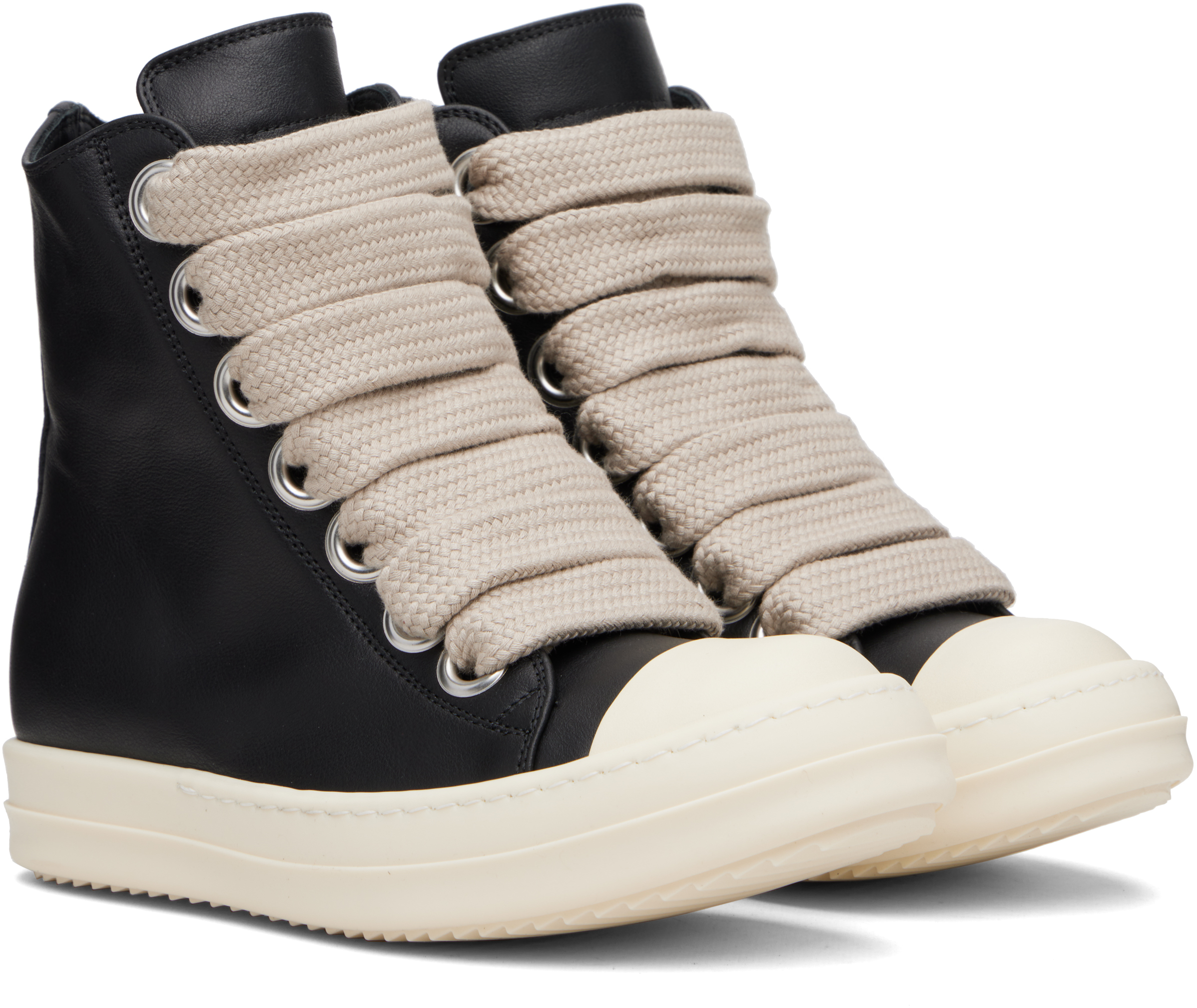 Rick Owens Ssense Exclusive Black Kembra Pfahler Edition Jumbo Lace Sneakers In Animal Print