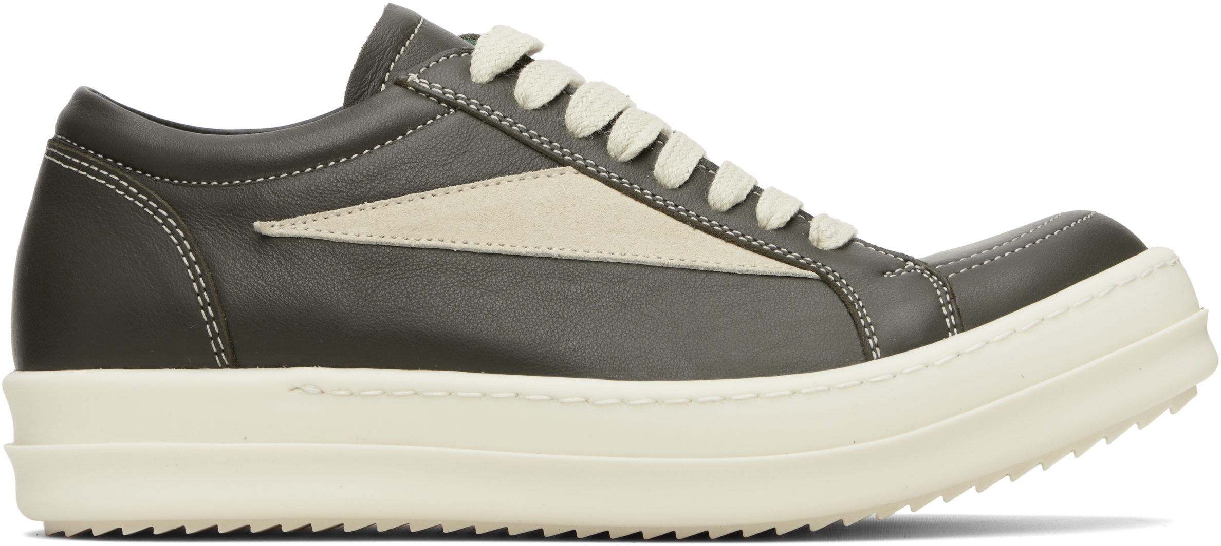 Rick Owens Women Black Low Top Sneakers With Contrasting Stitching In Leather Woman