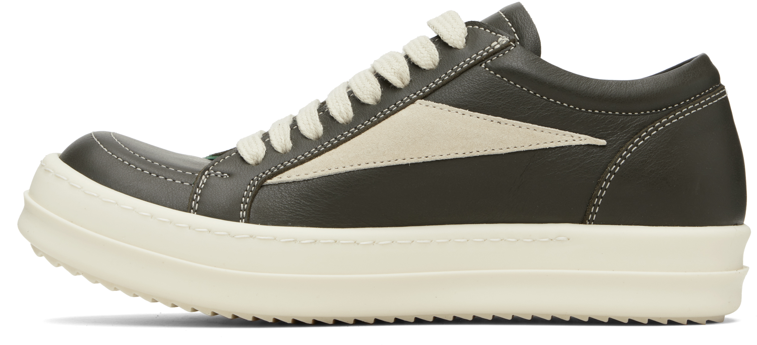 Rick Owens Women Black Low Top Sneakers With Contrasting Stitching In Leather Woman