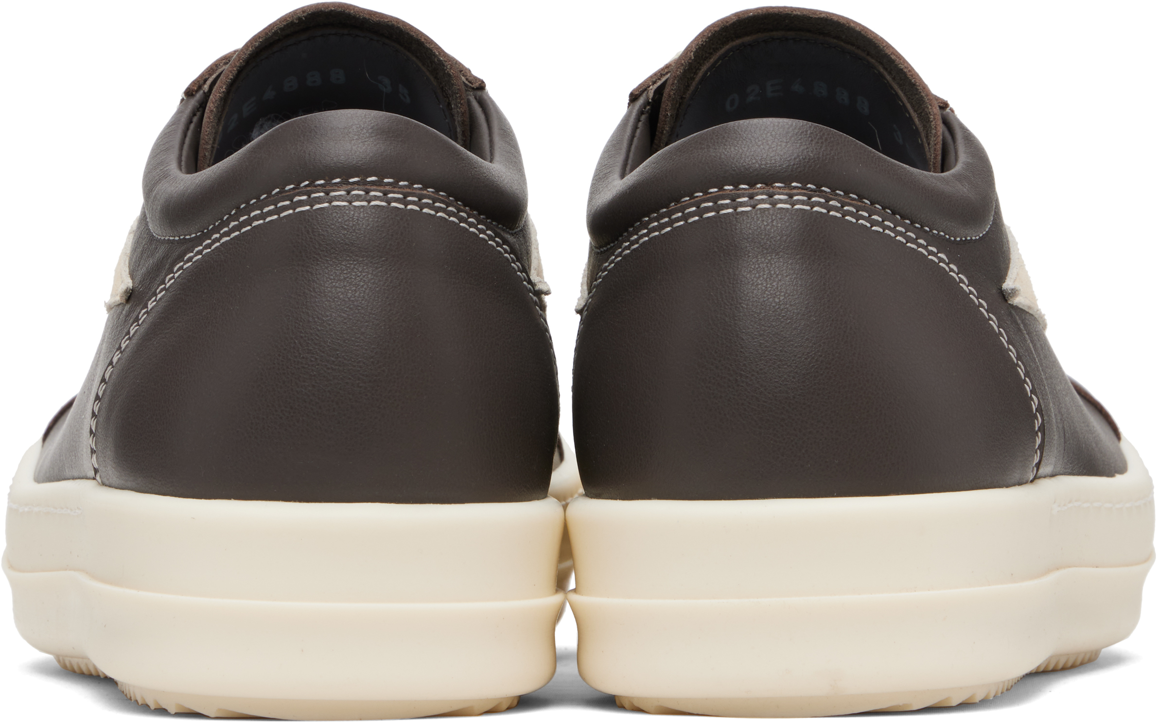 Rick Owens Women Black Low Top Sneakers With Contrasting Stitching In Leather Woman In Green