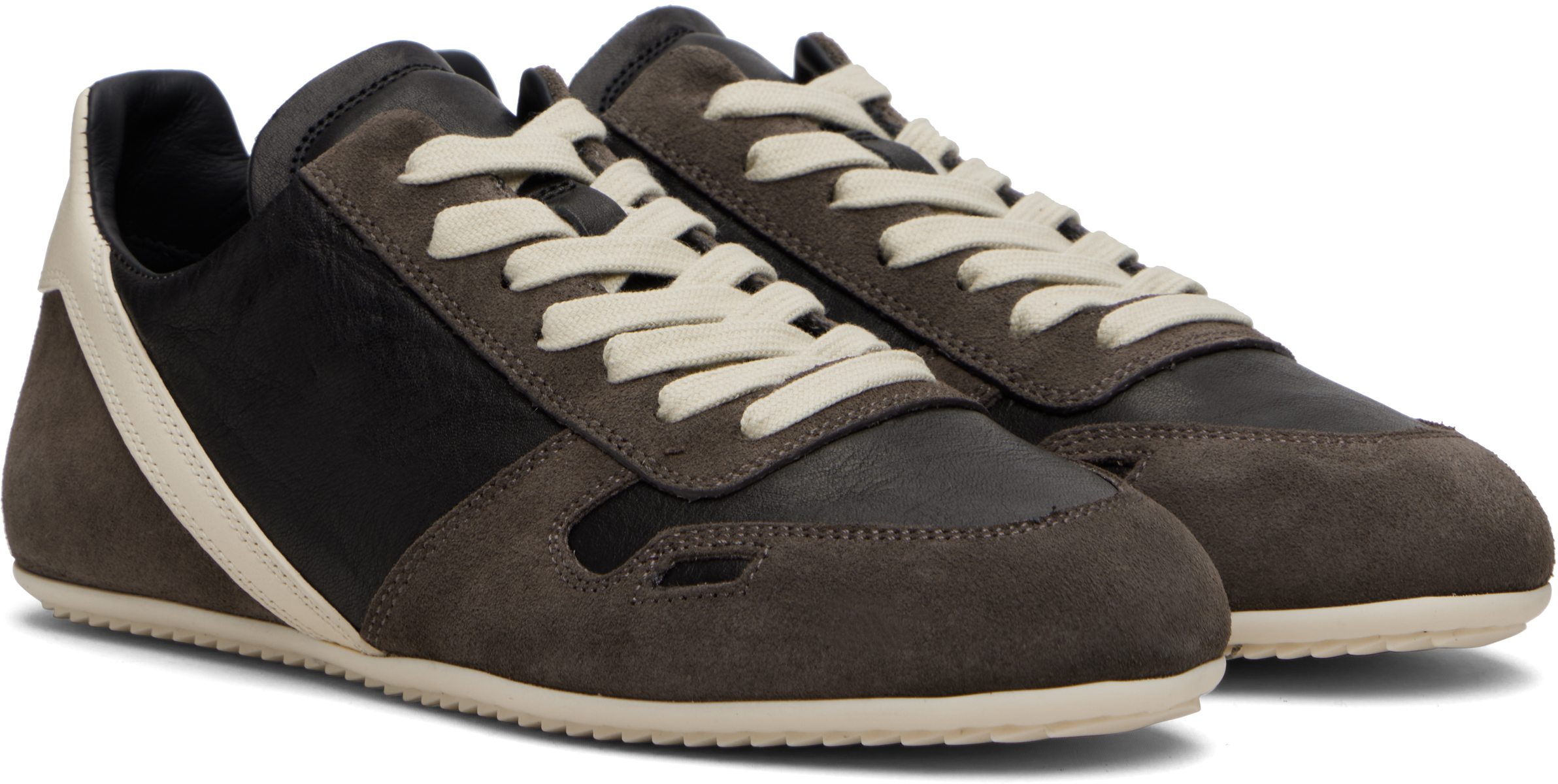Rick Owens Black & Gray Concordians Minimal Sneakers In Brown