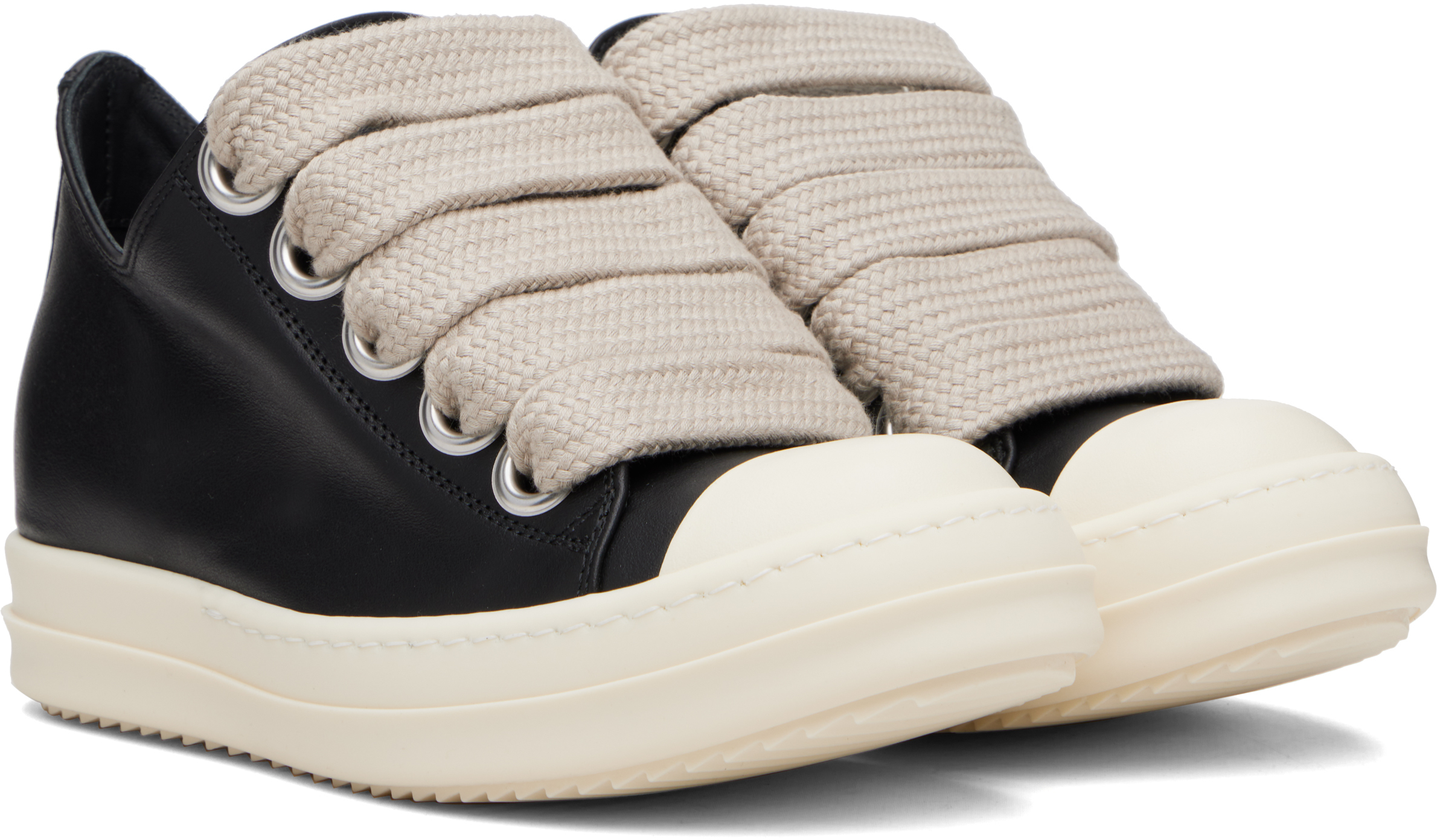Rick Owens Black Concordians Jumbolace Low Sneaks Sneakers In Black