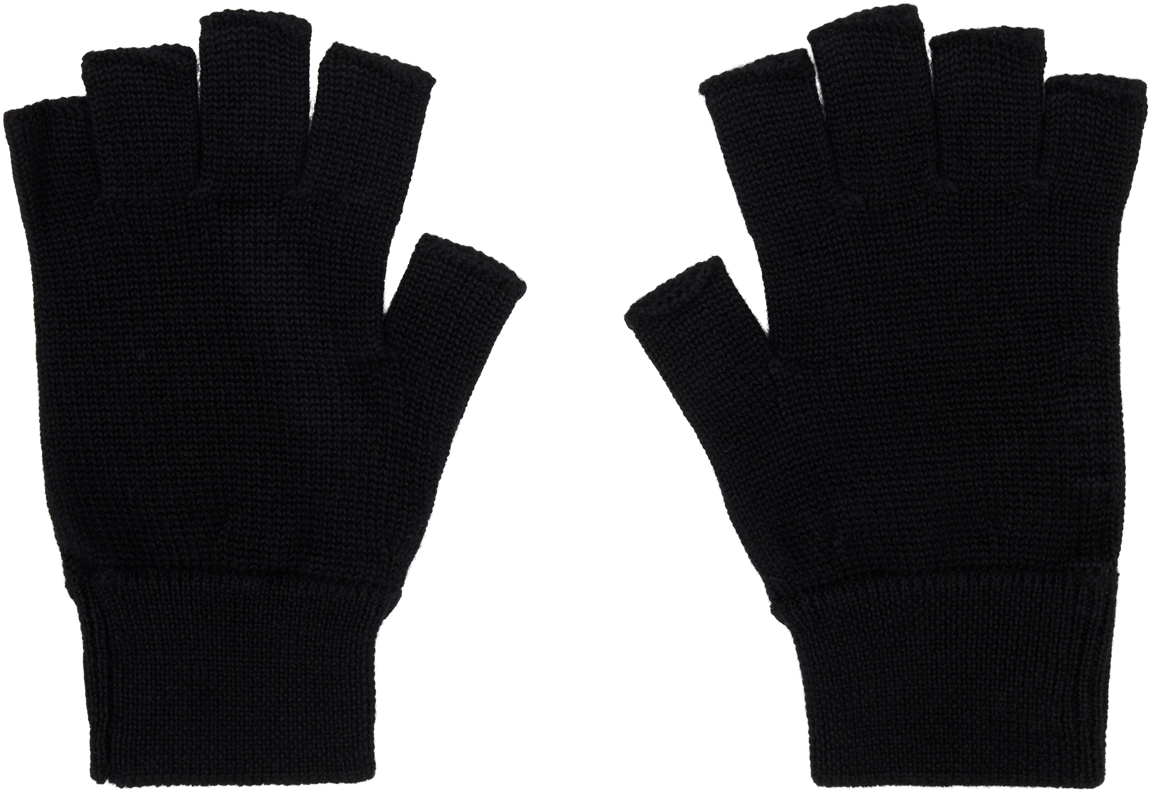 Rick Owens Fingerless Cashmere Gloves In Black