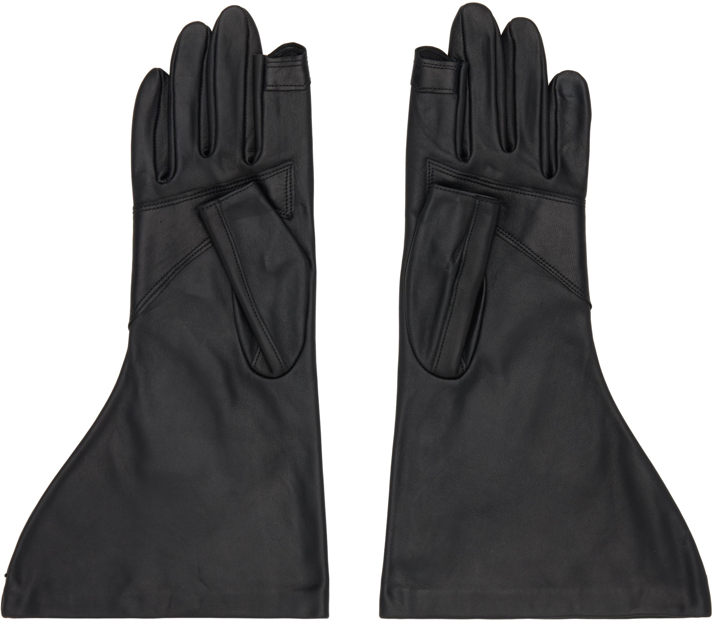 Rick Owens Black Concordians Gleam Gloves In Black