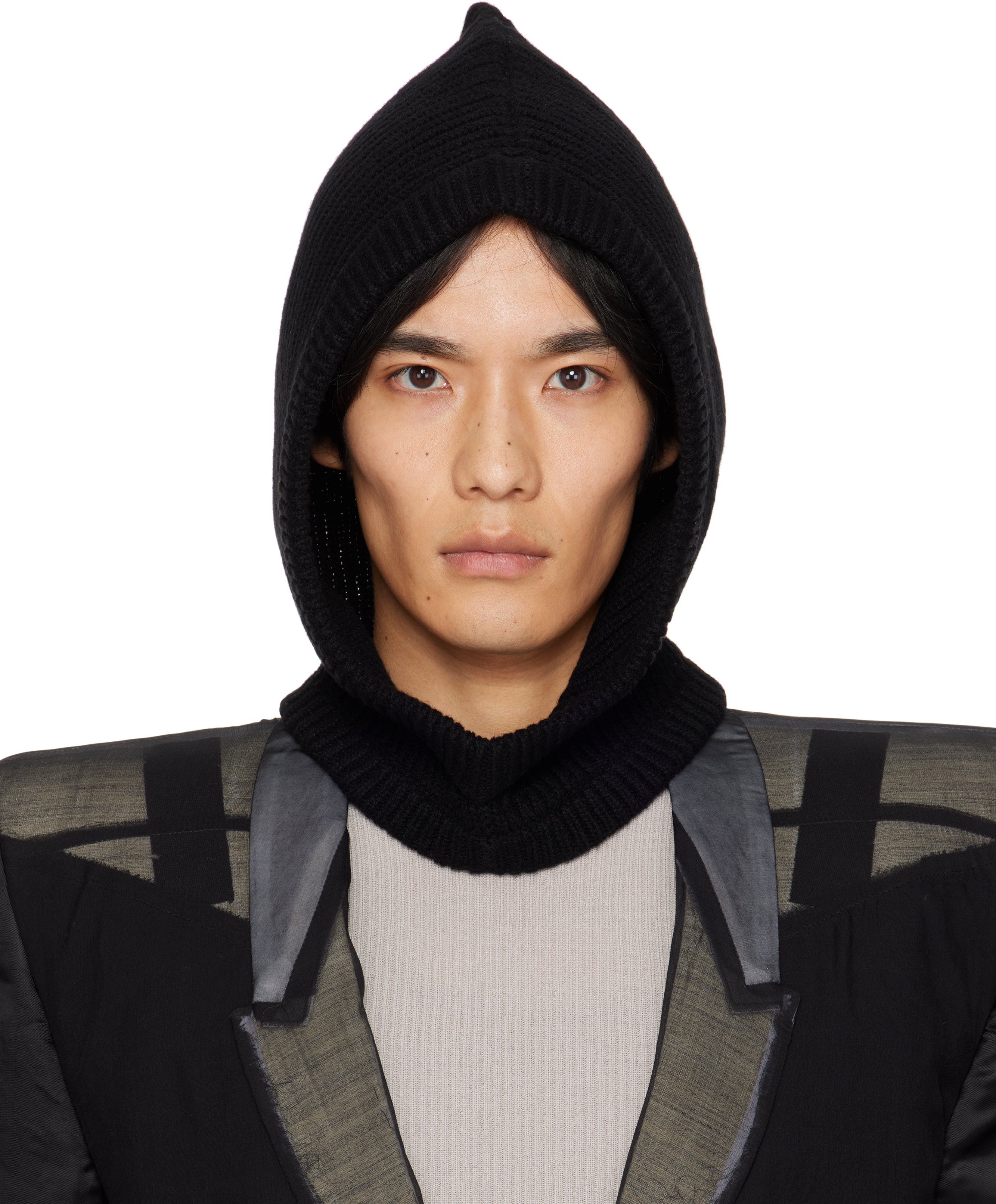 リックオウエンス カシミア　フード Rick Owens: ブラック Concordians カシミヤ フード | SSENSE 日本