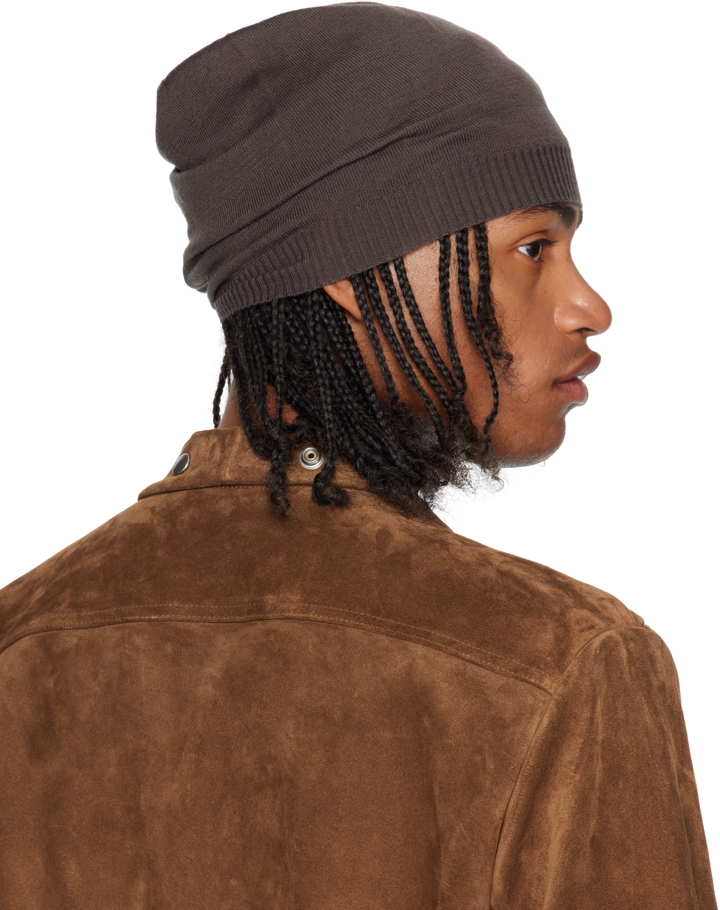 Rick Owens Gray Concordians Medium Beanie In Brown