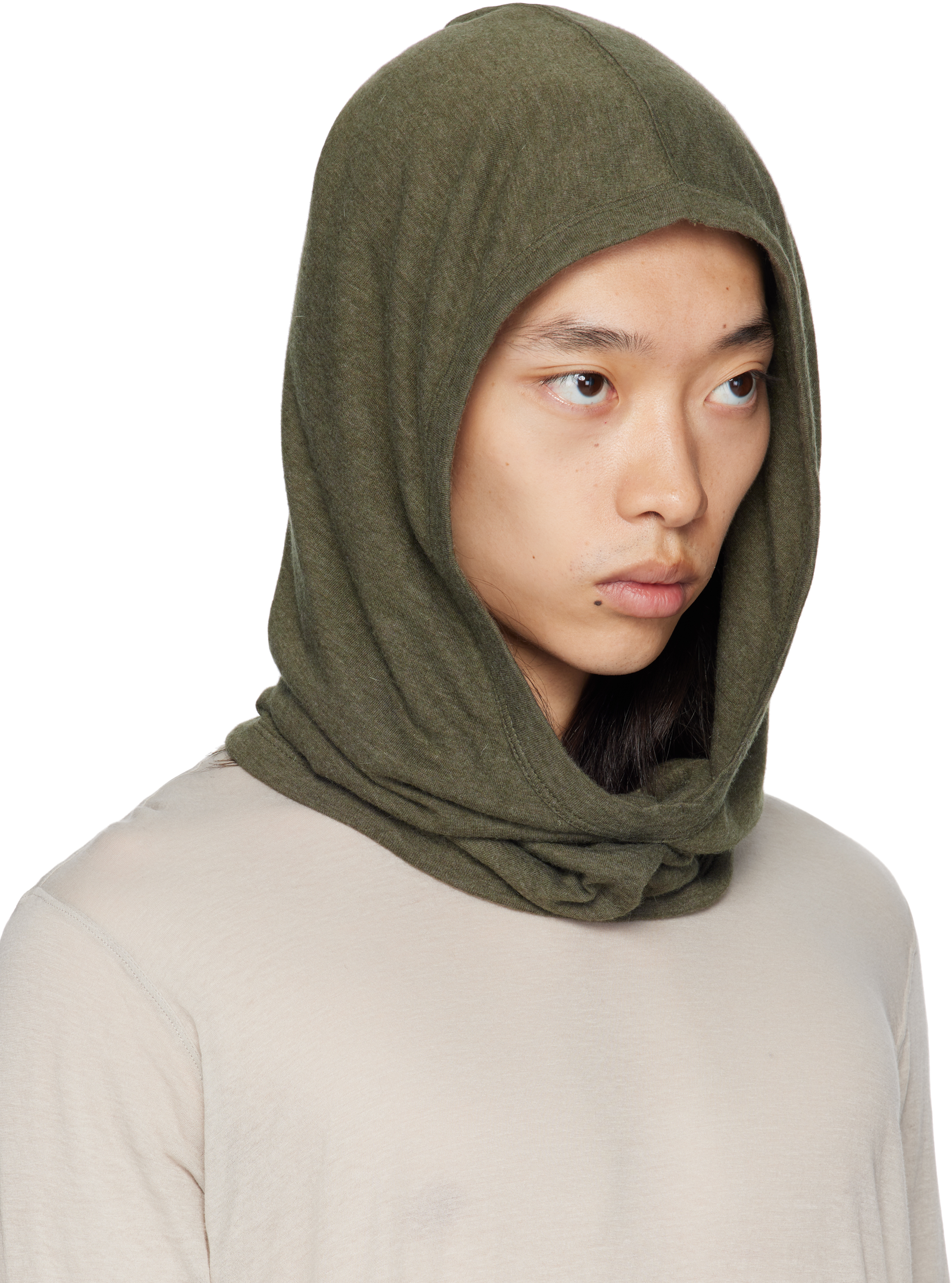 Rick Owens Khaki Concordians Knit Hood In Brown