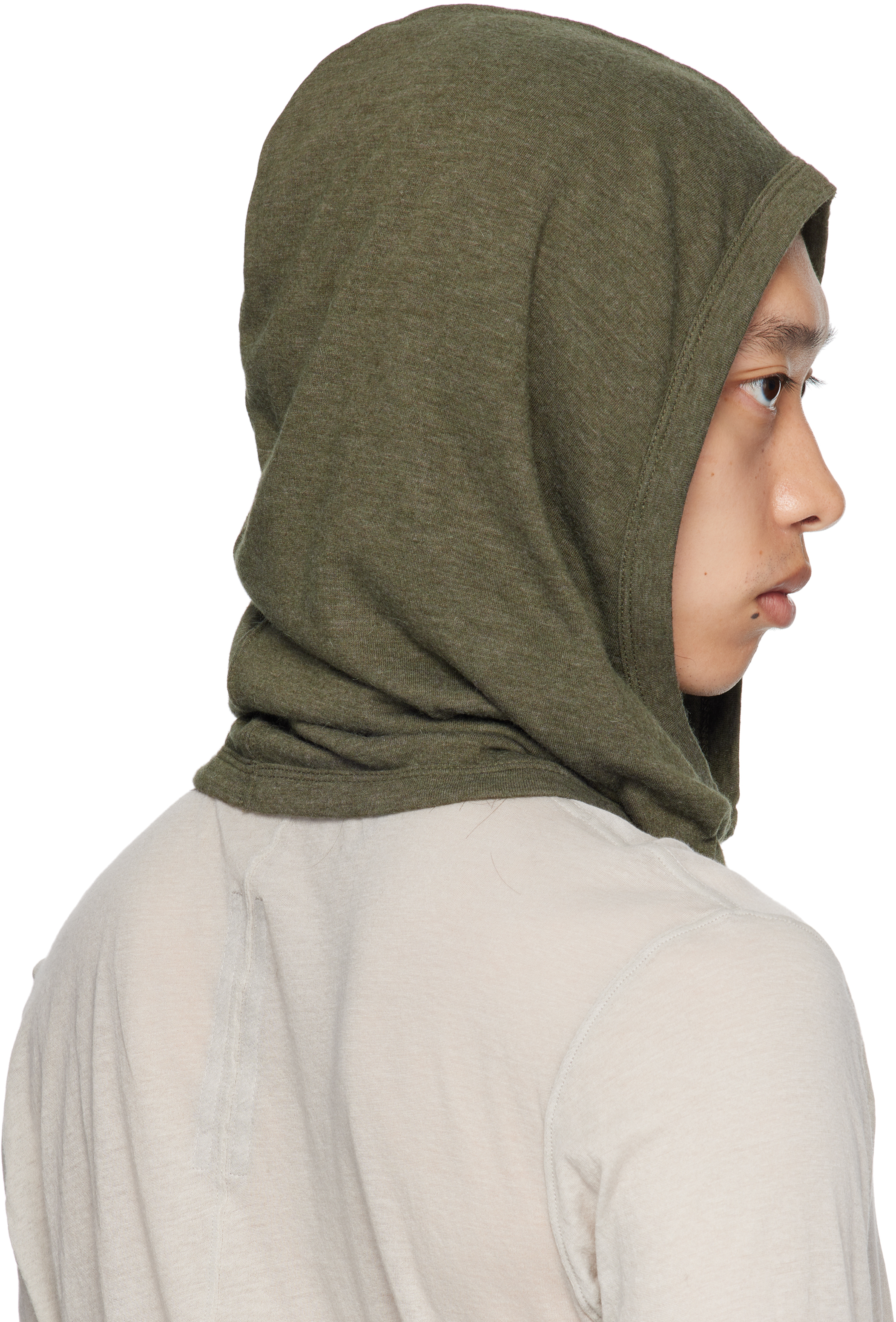 Rick Owens Khaki Concordians Knit Hood In Brown