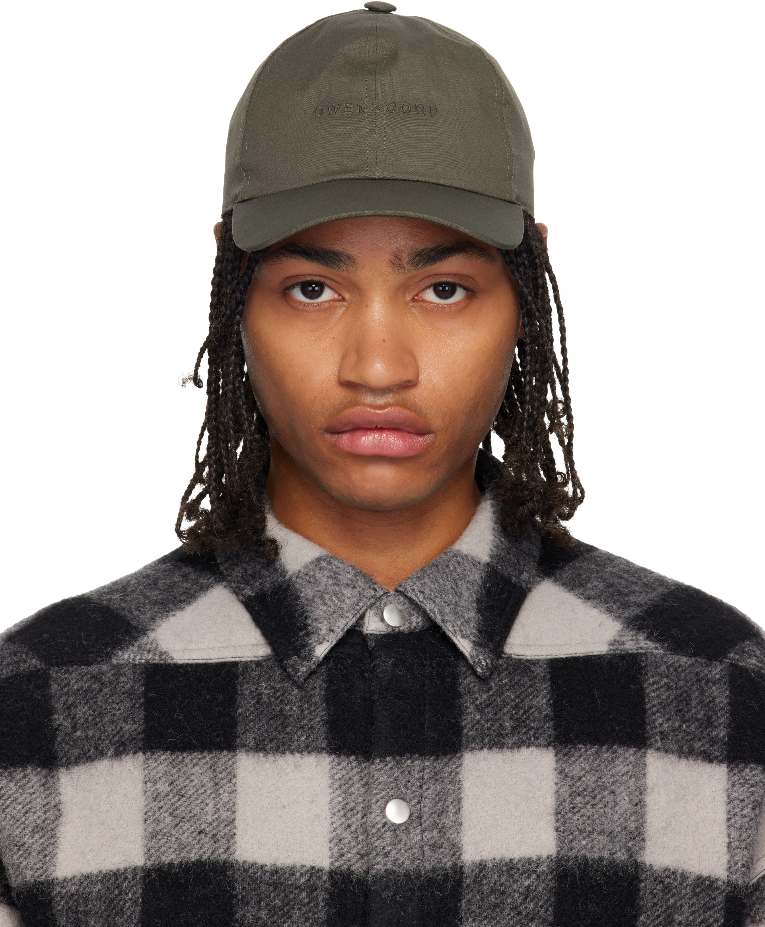 Rick Owens Khaki Concordians Owenscorp Embroidered Cap In Gray