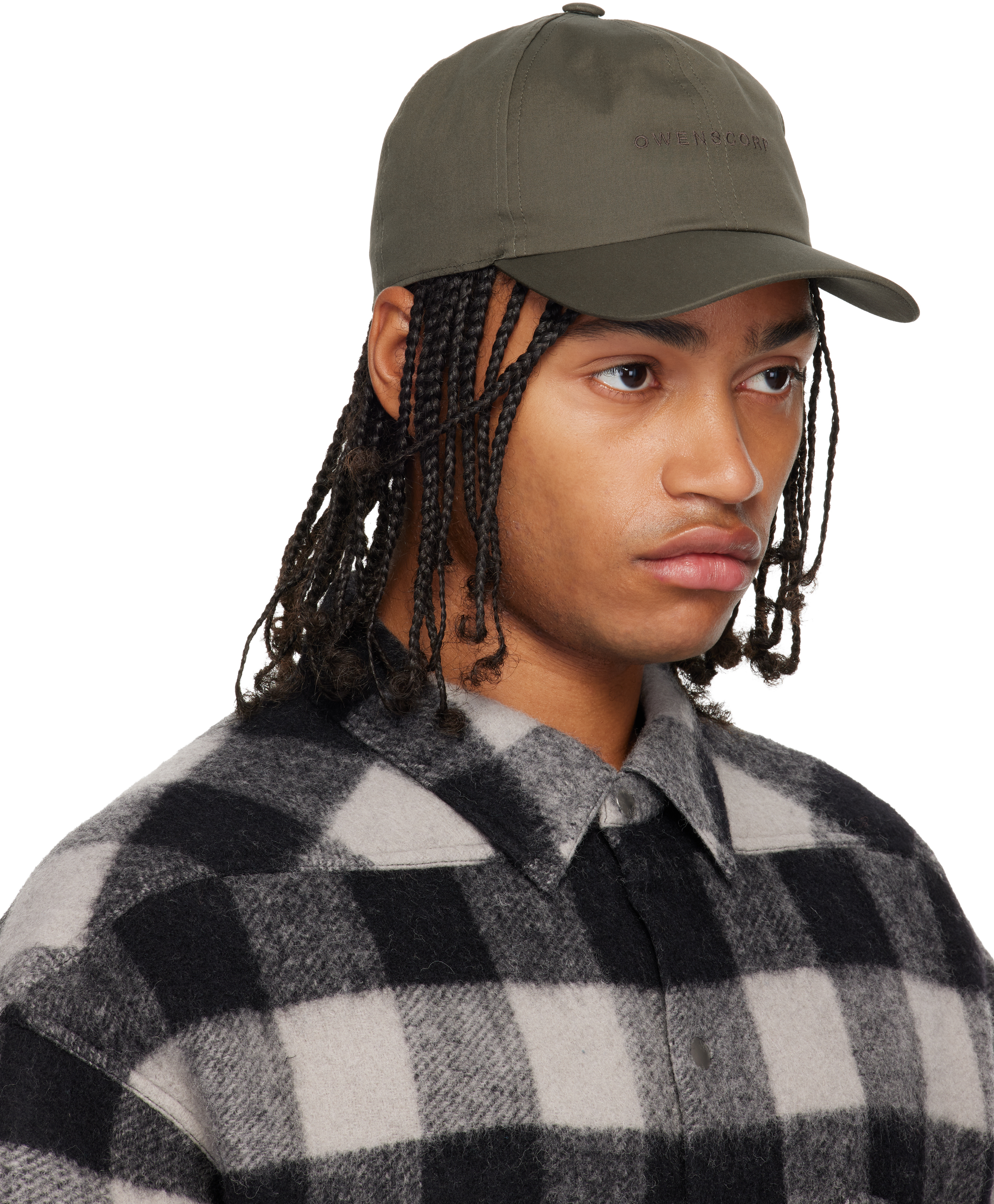 Rick Owens Khaki Concordians Owenscorp Embroidered Cap In Gray