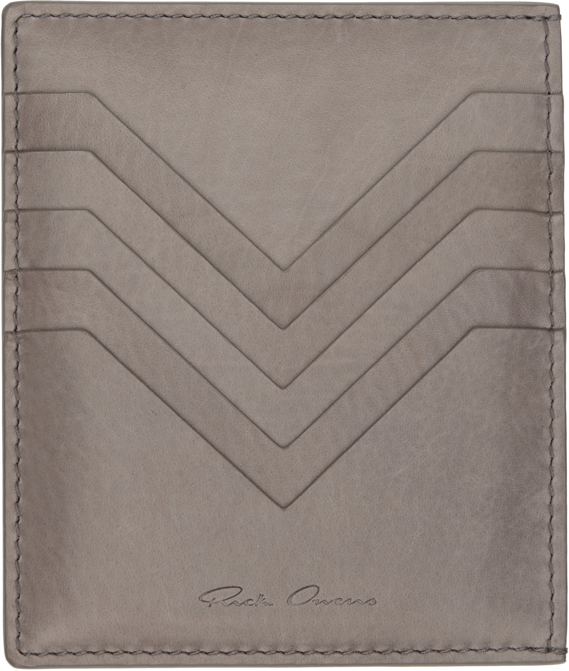 Rick Owens Gray Concordians Square Card Holder In Sand