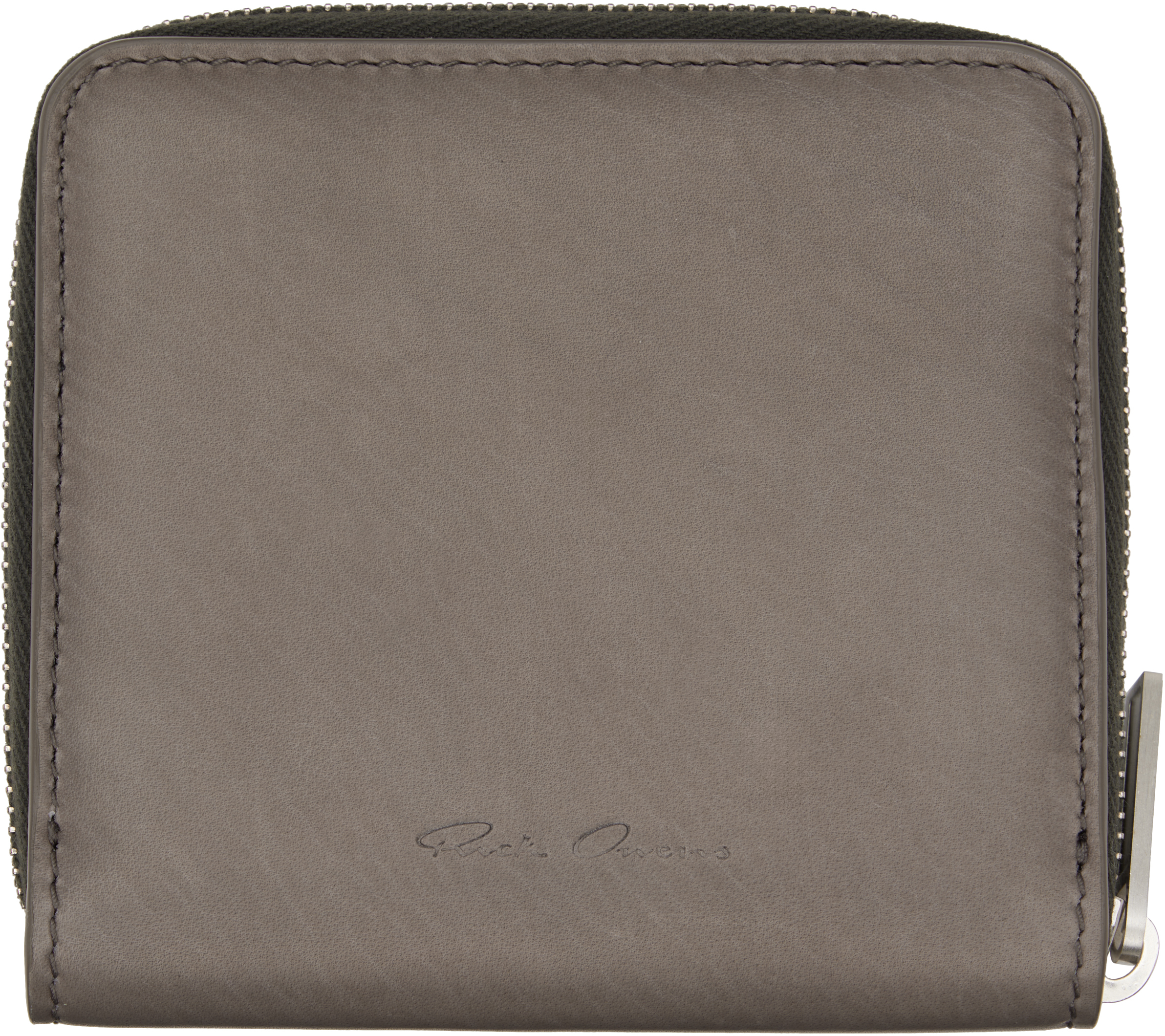 Rick Owens Gray Concordians Zipped Wallet In Sand