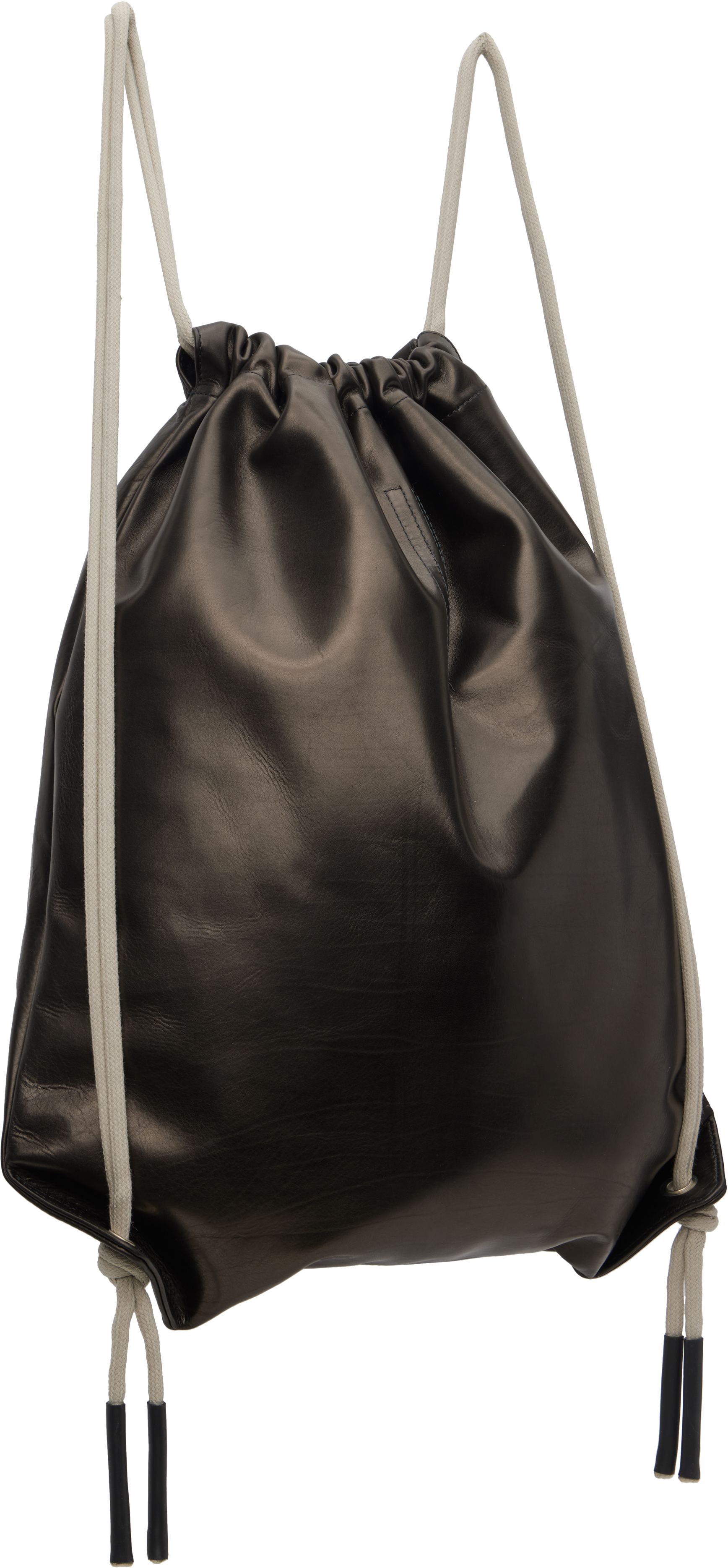 Rick Owens Black & Off-white Concordians Drawstring Backpack In Black