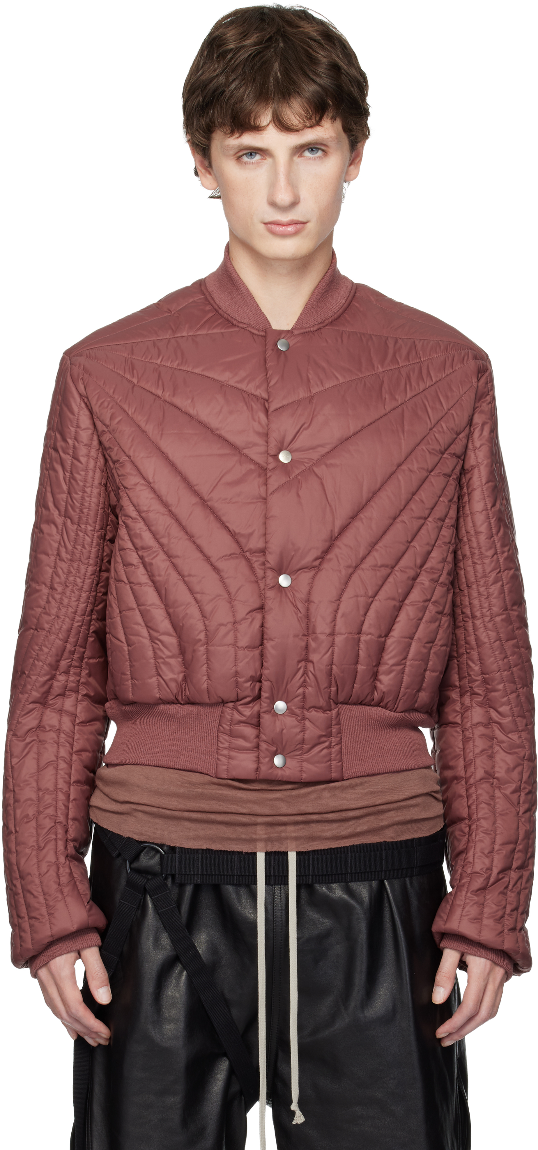 Pink Concordians Quilted Flight Down Jacket by Rick Owens on Sale