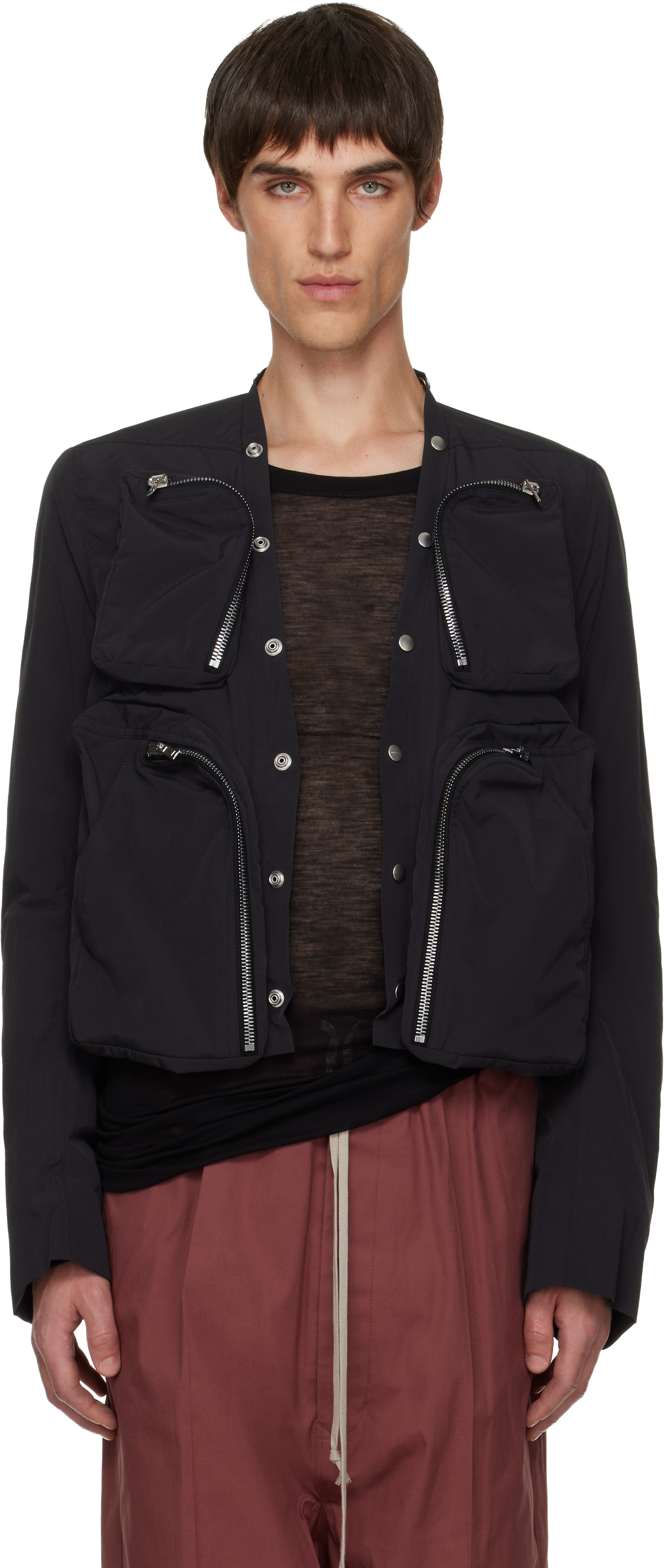 Rick Owens Black Cargo Bomber Jacket In Black