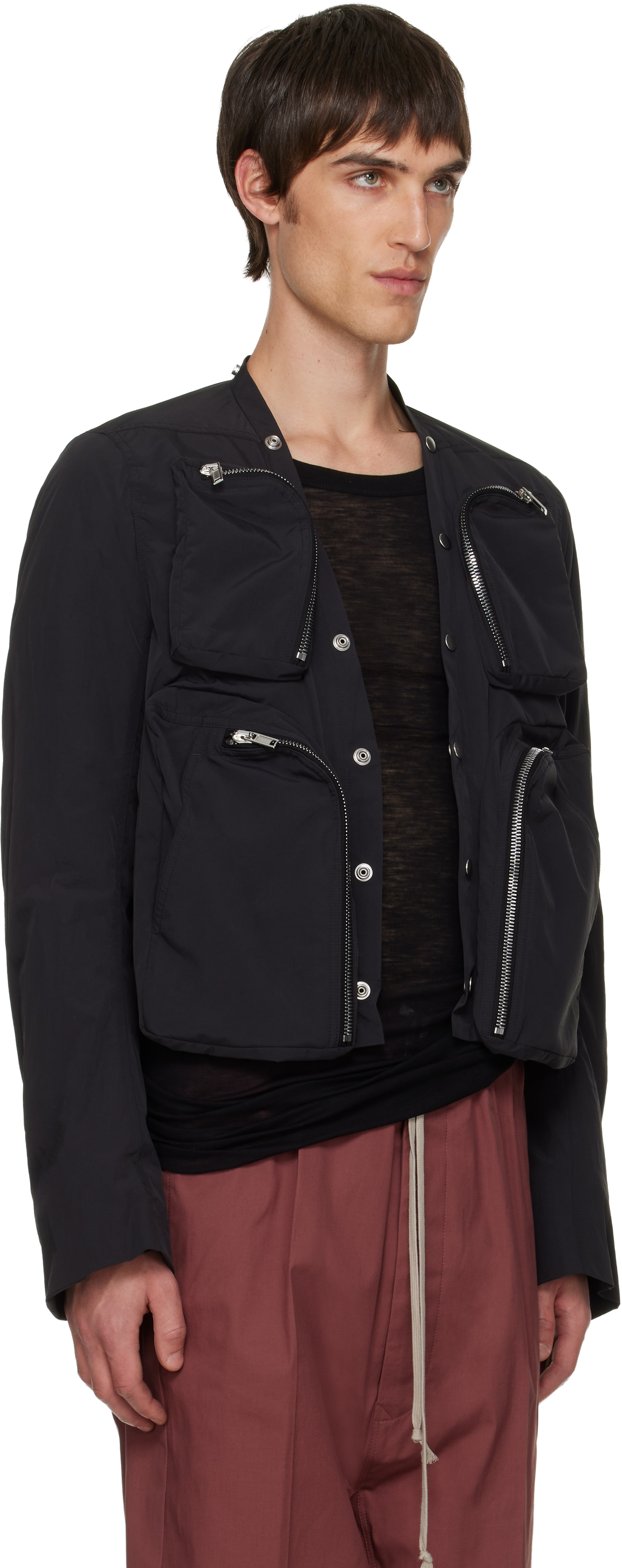 Rick Owens Black Cargo Bomber Jacket In Black