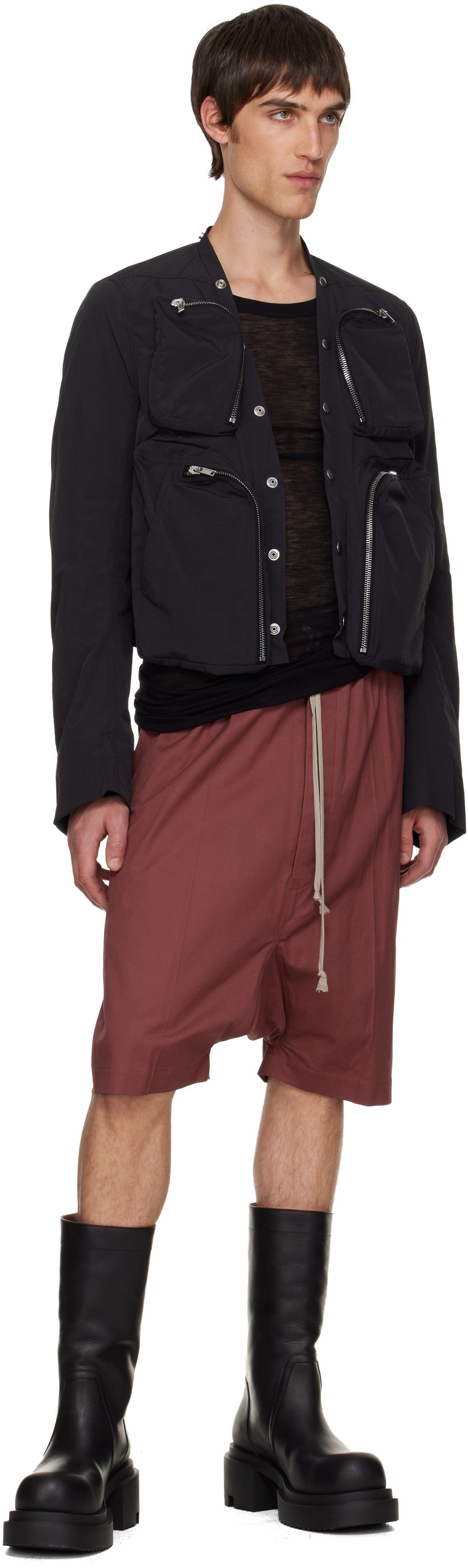 Rick Owens Black Cargo Bomber Jacket In Black