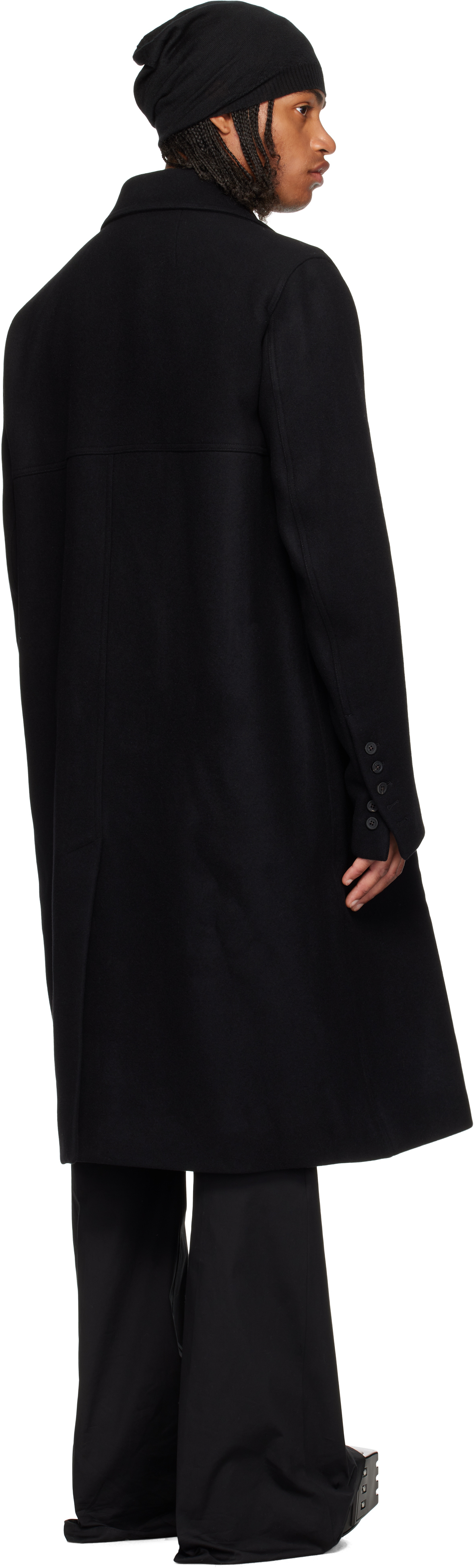 Rick Owens Officer Double-breasted Melton Virgin Wool Coat In Black