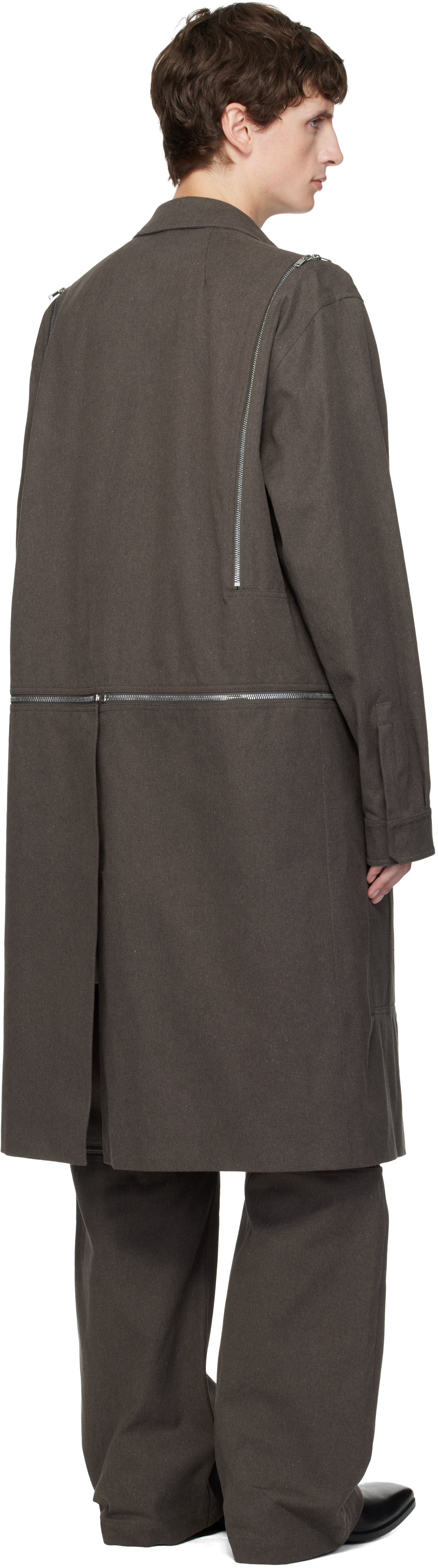 Rick Owens Brown Concordians Heizer Long Coat In Brown