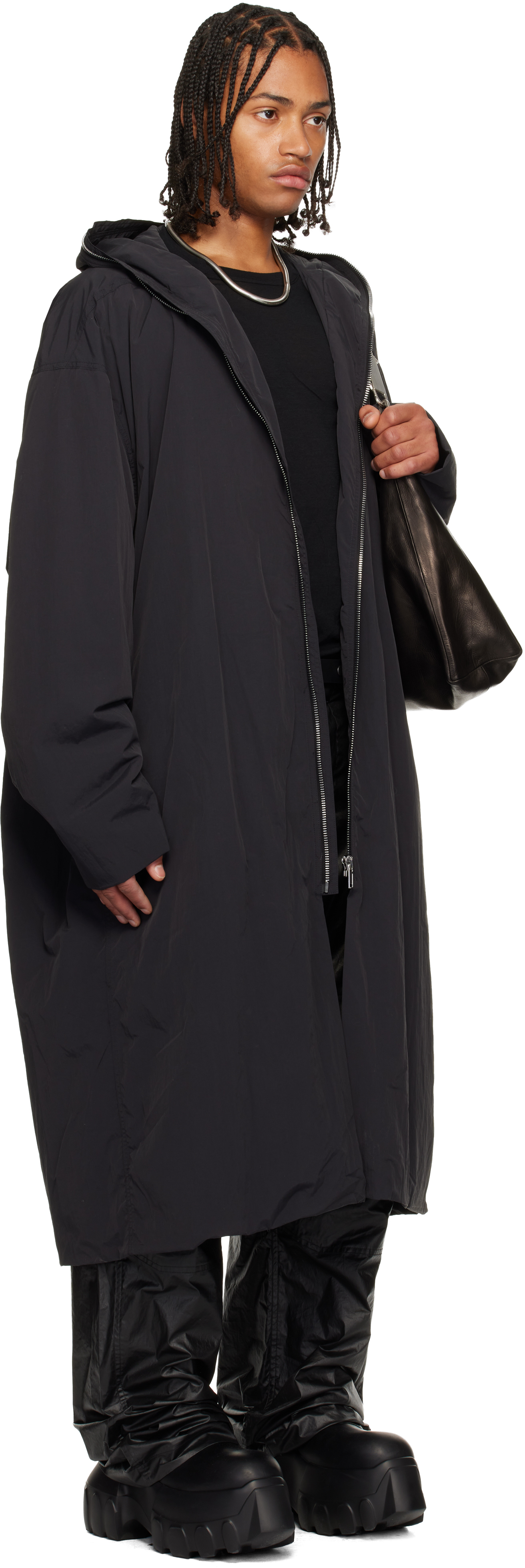 Rick Owens Black Concordians Mac Big Shoulders Coat In Black