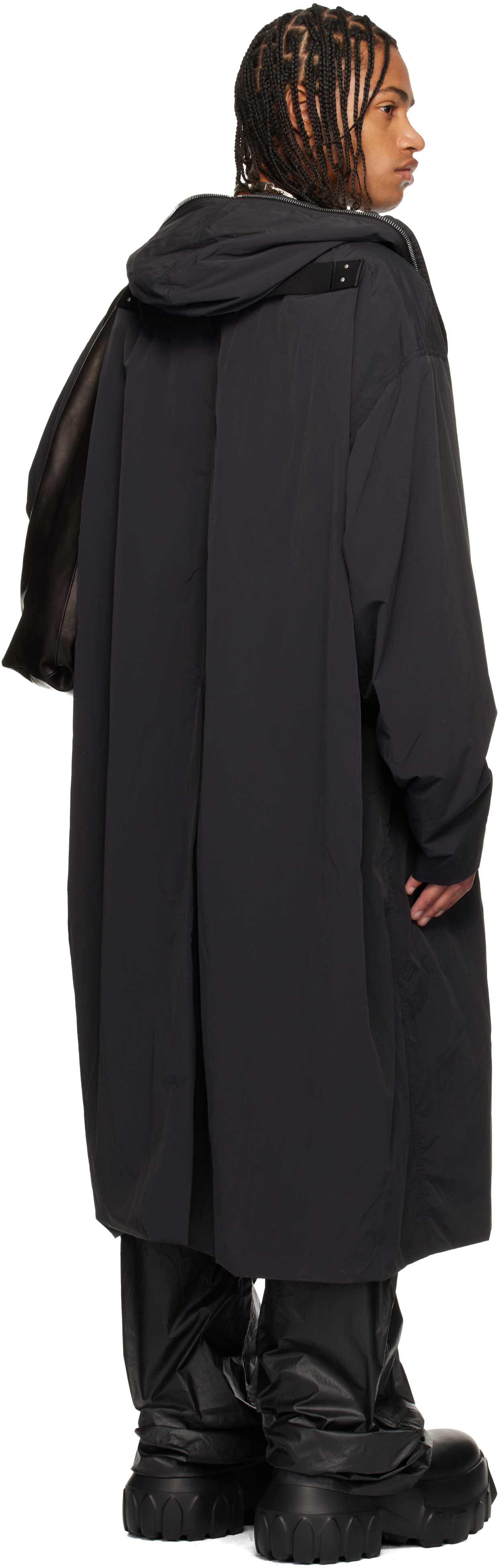 Rick Owens Black Concordians Mac Big Shoulders Coat In Black