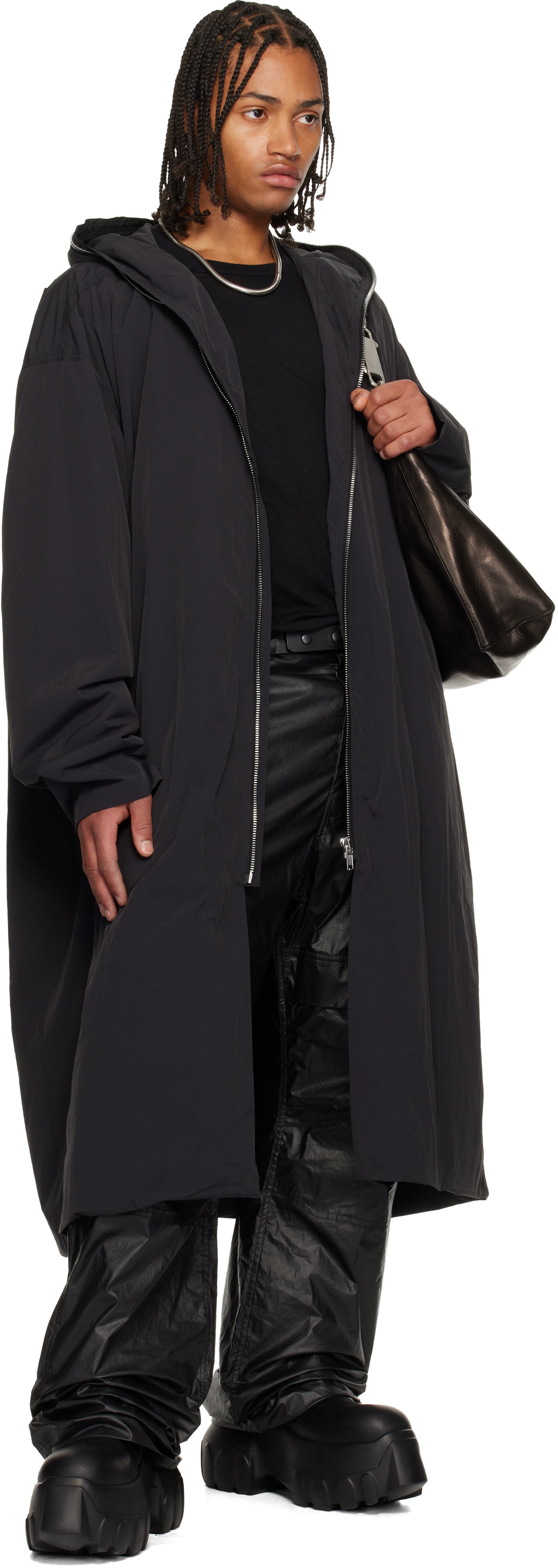 Rick Owens Black Concordians Mac Big Shoulders Coat In Black