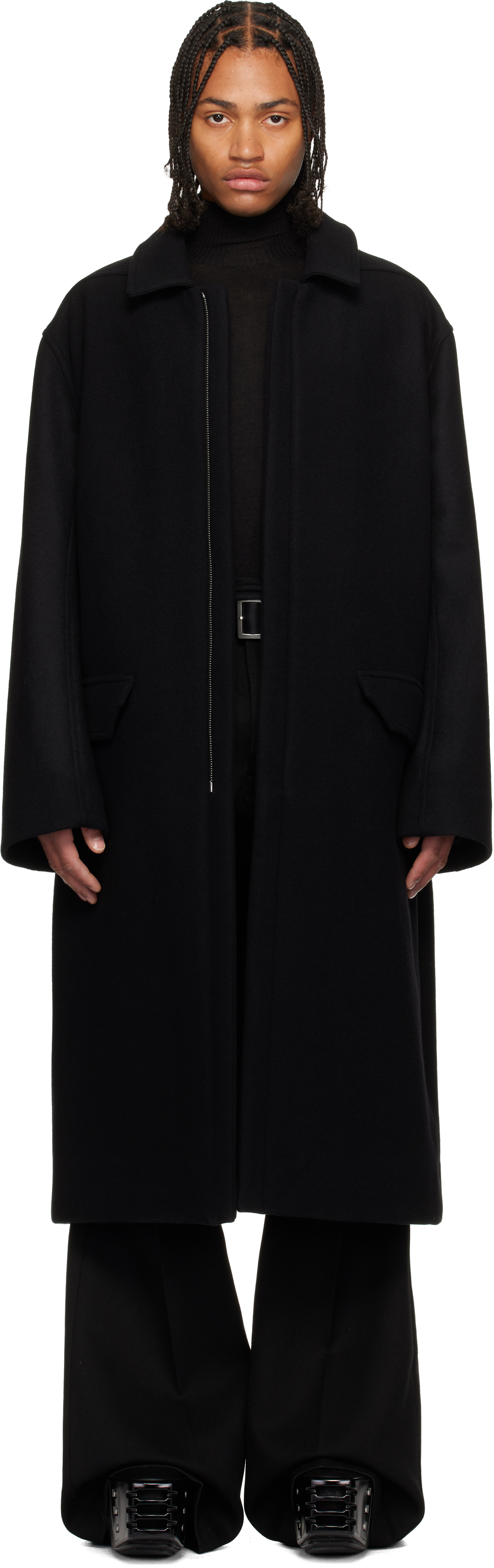 Rick Owens Black Concordians Jumbo Mac Coat In Black