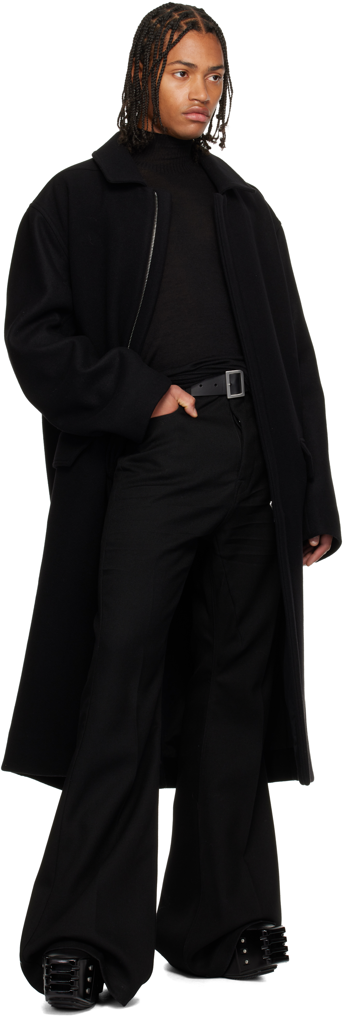 Rick Owens Black Concordians Jumbo Mac Coat In Black