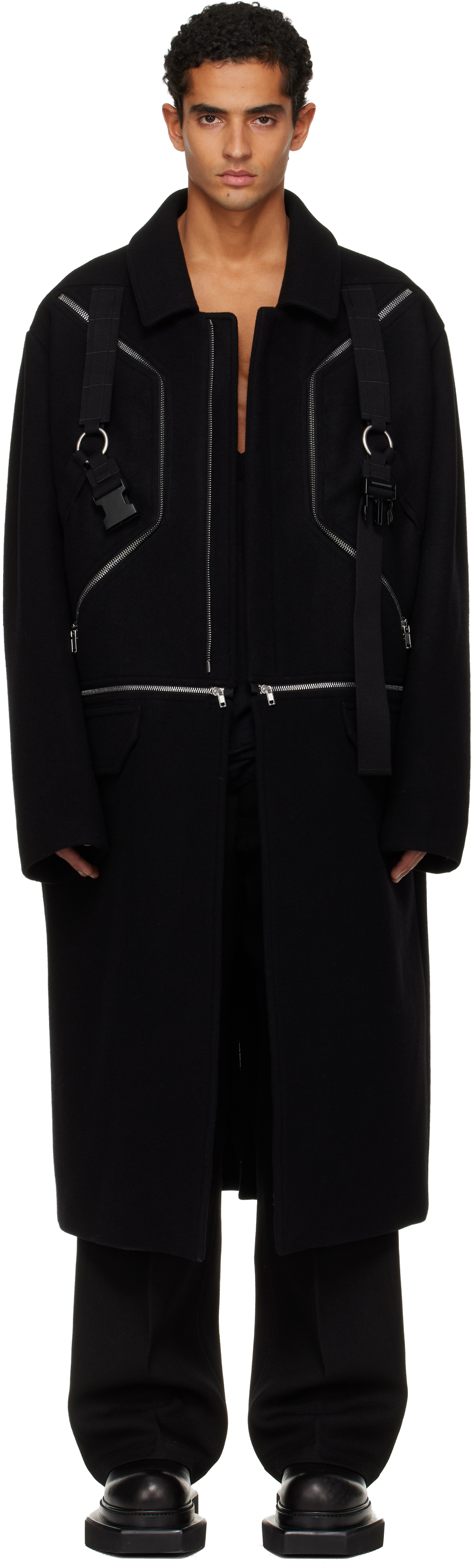 Rick Owens Black Concordians Blixa Jumbo Mac Coat In Black