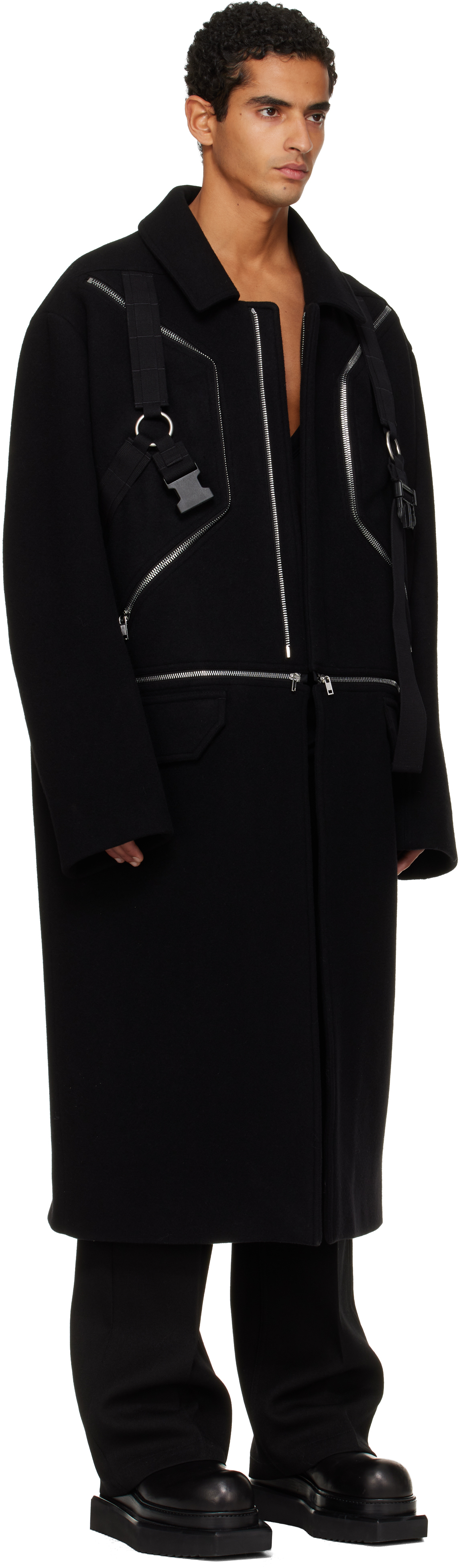 Rick Owens Black Concordians Blixa Jumbo Mac Coat In Black