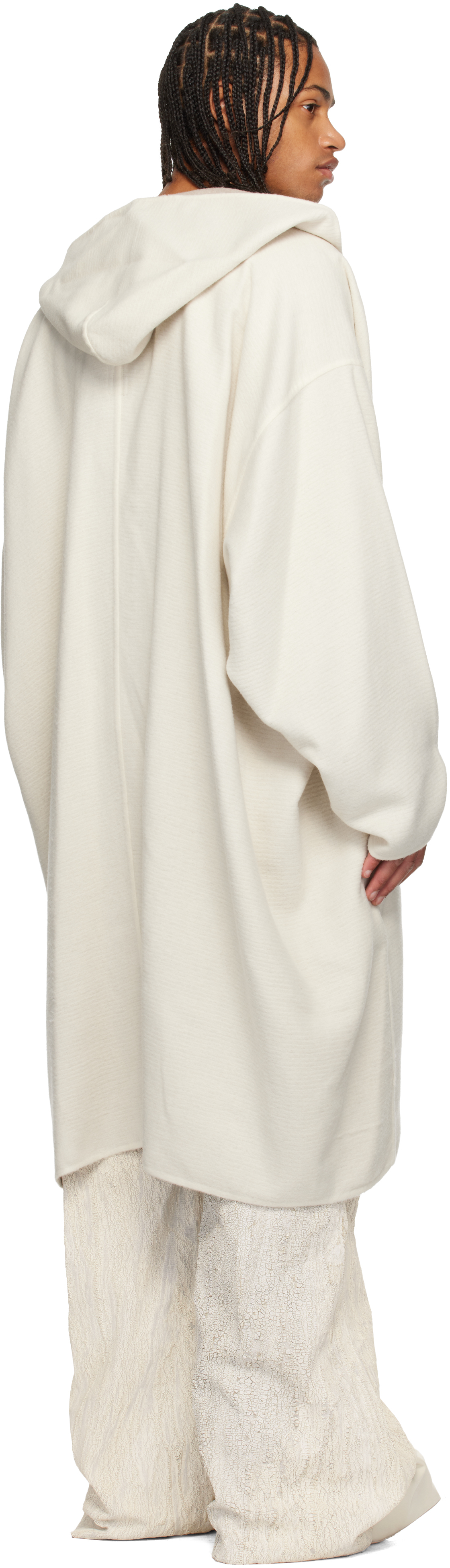 Rick Owens Off-white Concordians Ls Knee Kaftan Coat In White