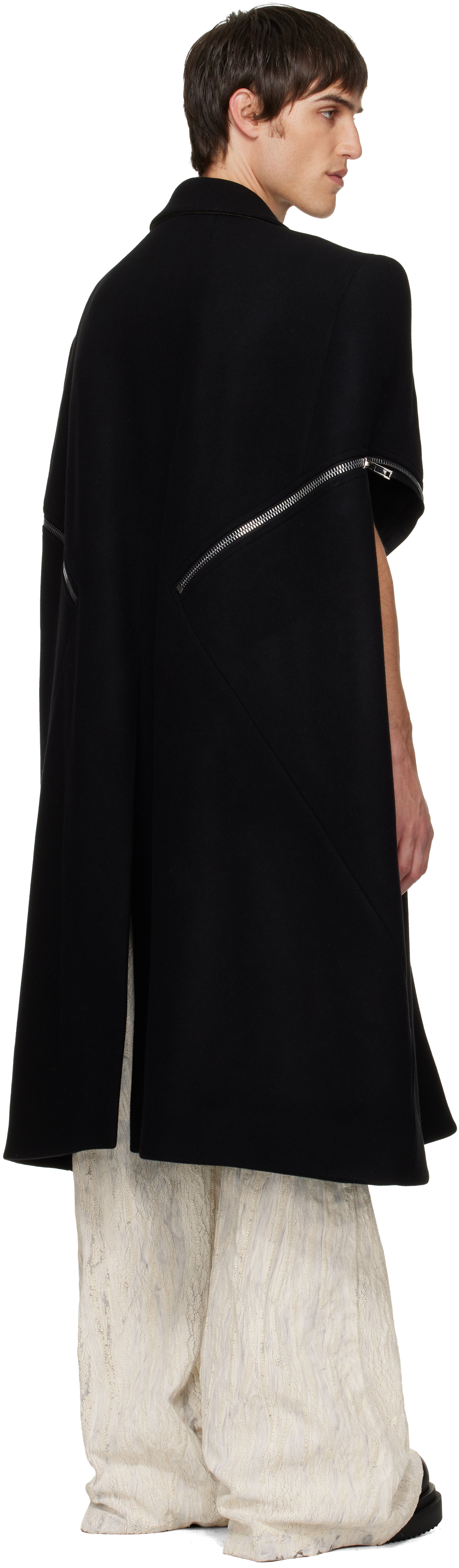 Rick Owens Black Concordians Blixa Cape Coat In Black