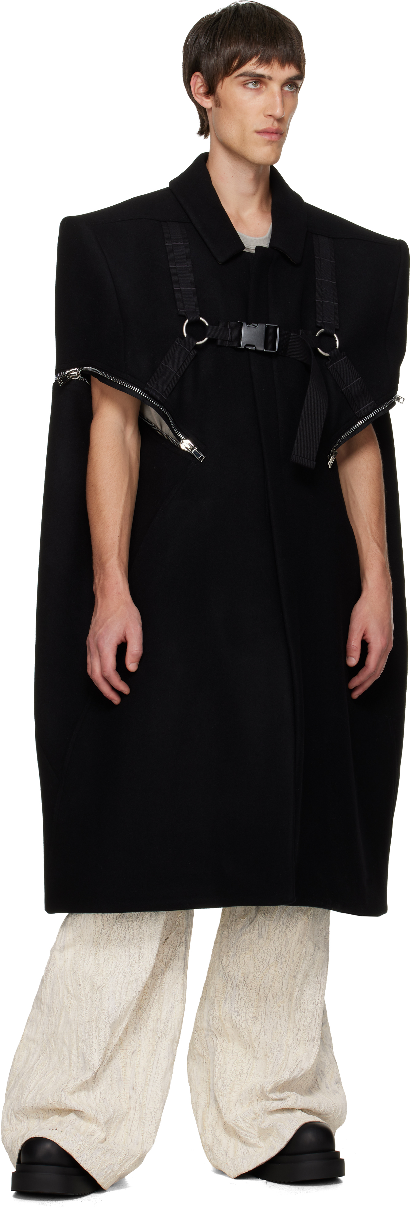 Rick Owens Black Concordians Blixa Cape Coat In Black