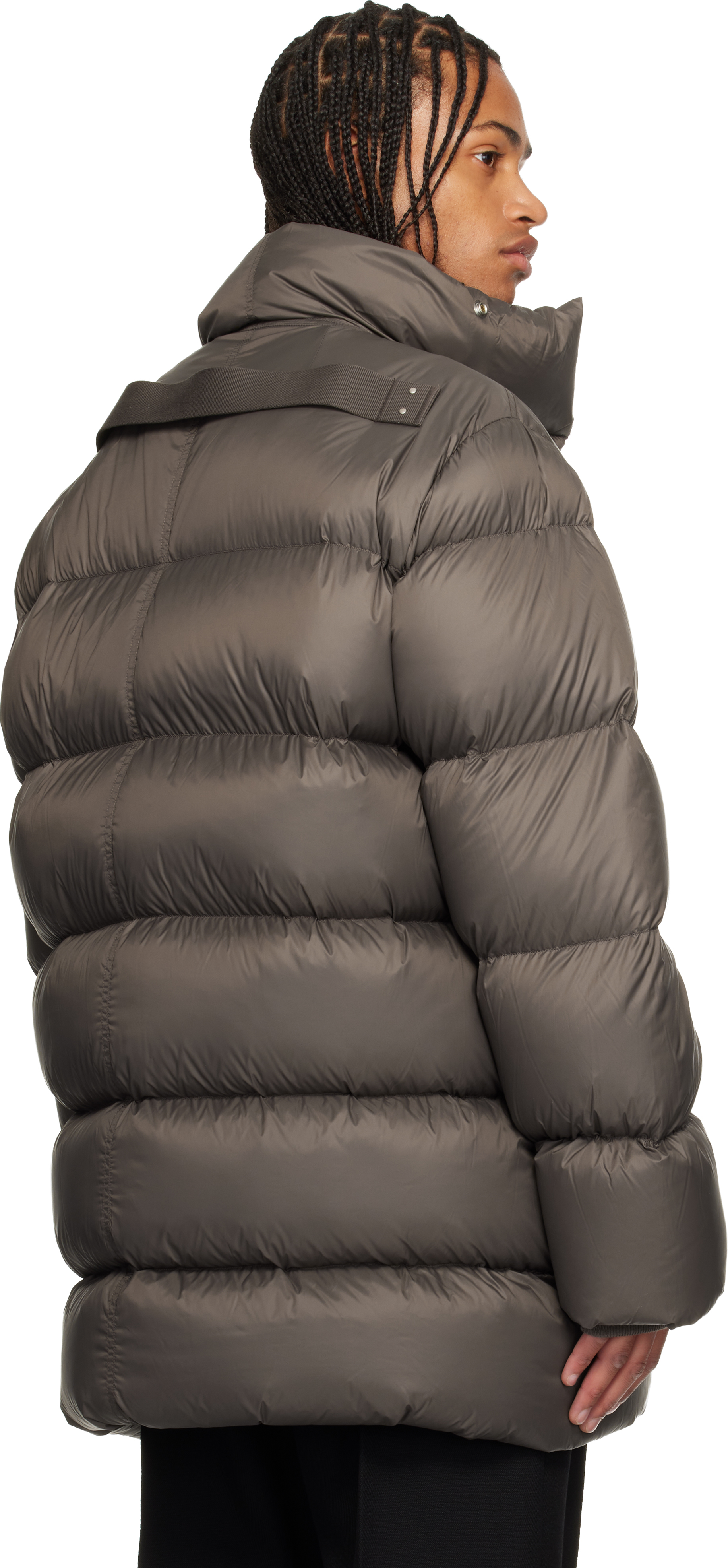 Rick Owens Gray Concordians Turtle Down Coat In Brown