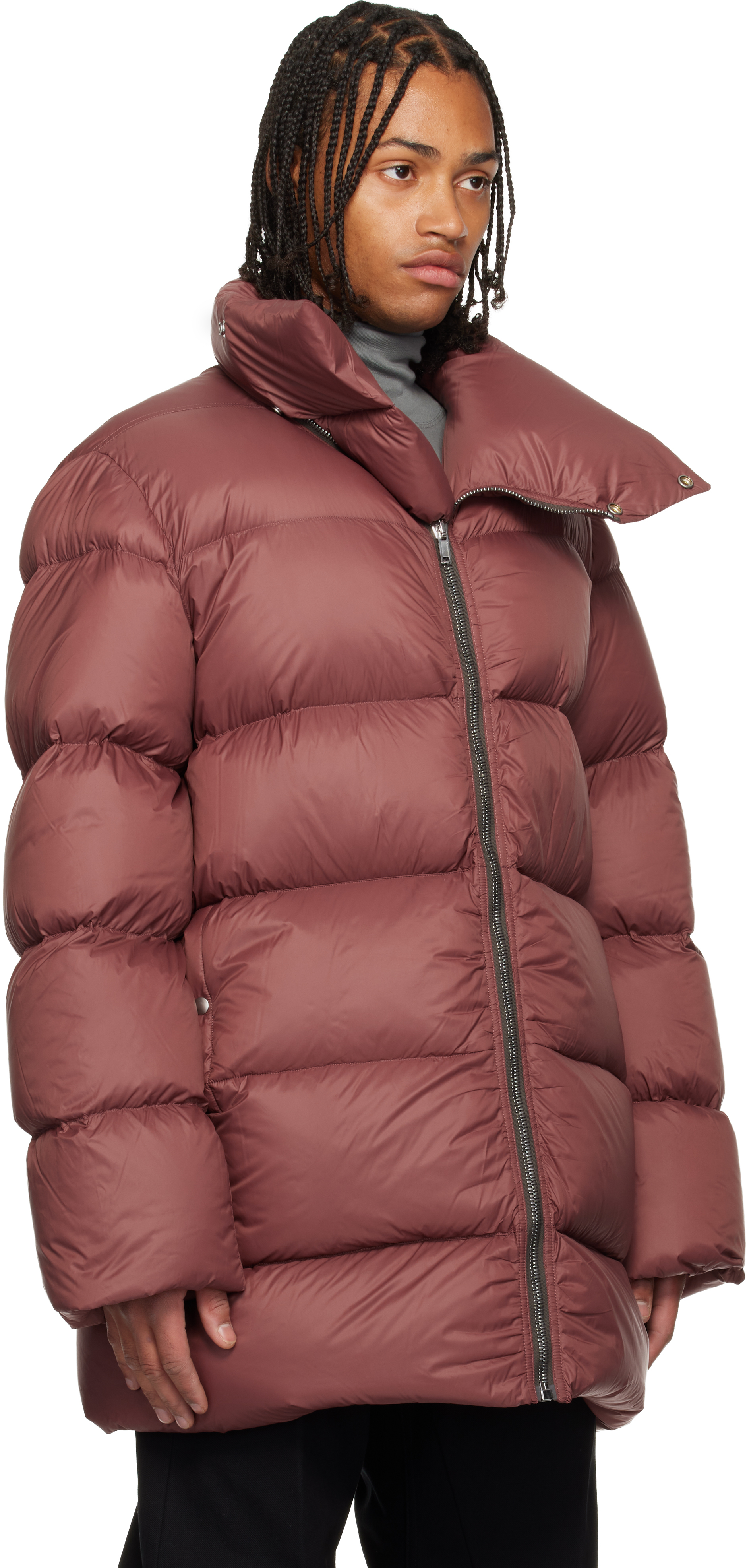 Rick Owens Pink Concordians Turtle Down Coat In Brown