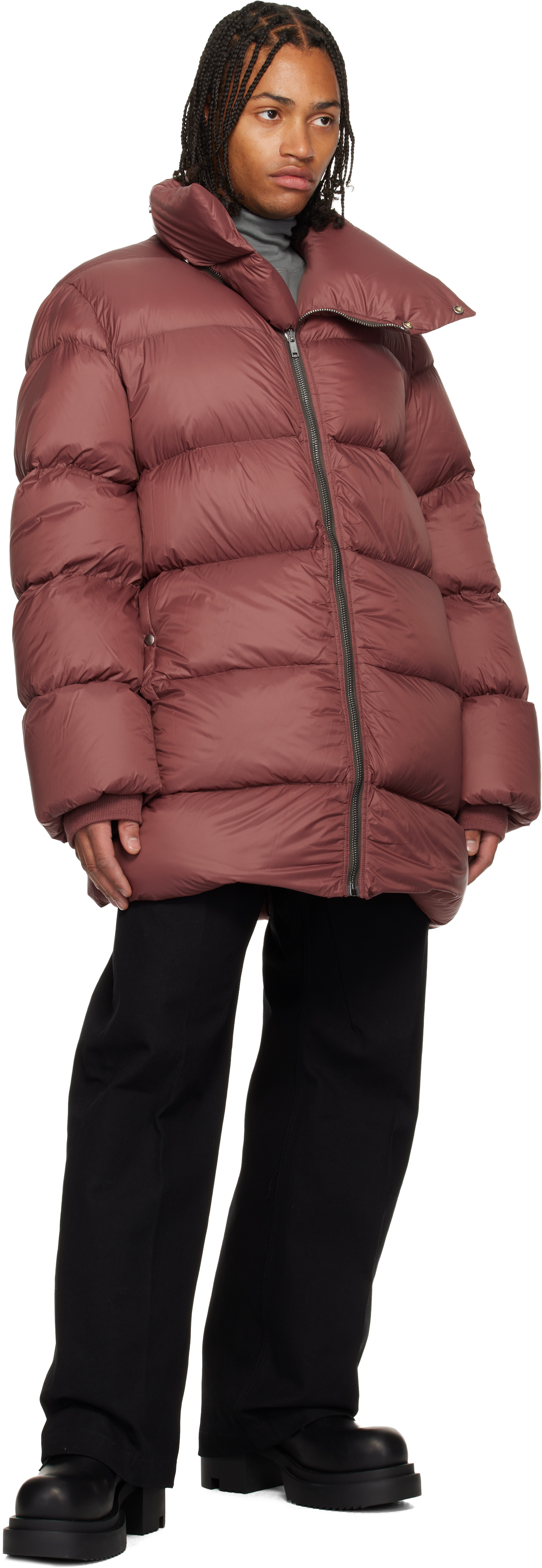 Rick Owens Pink Concordians Turtle Down Coat In Brown