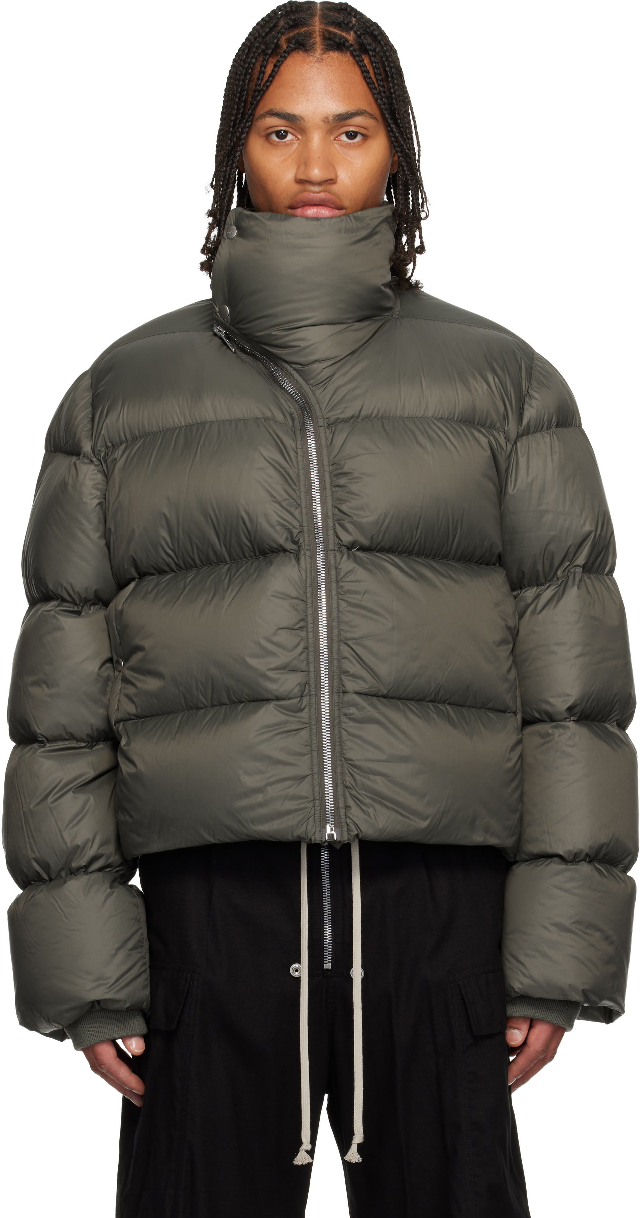 Rick Owens: Khaki Concordians Turtle Down Jacket | SSENSE